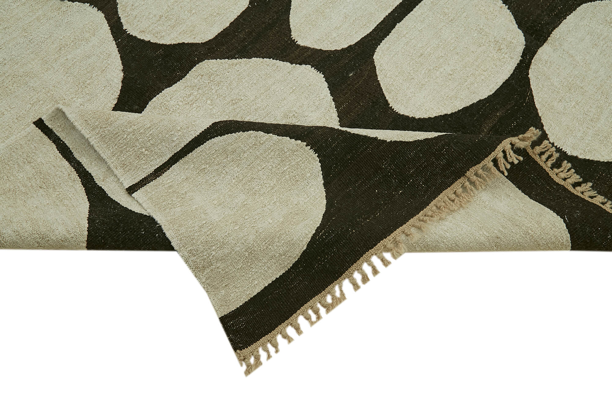 Handmade Hemp Rug – White Geometric Area Rug | Durable Wool Cotton Blend