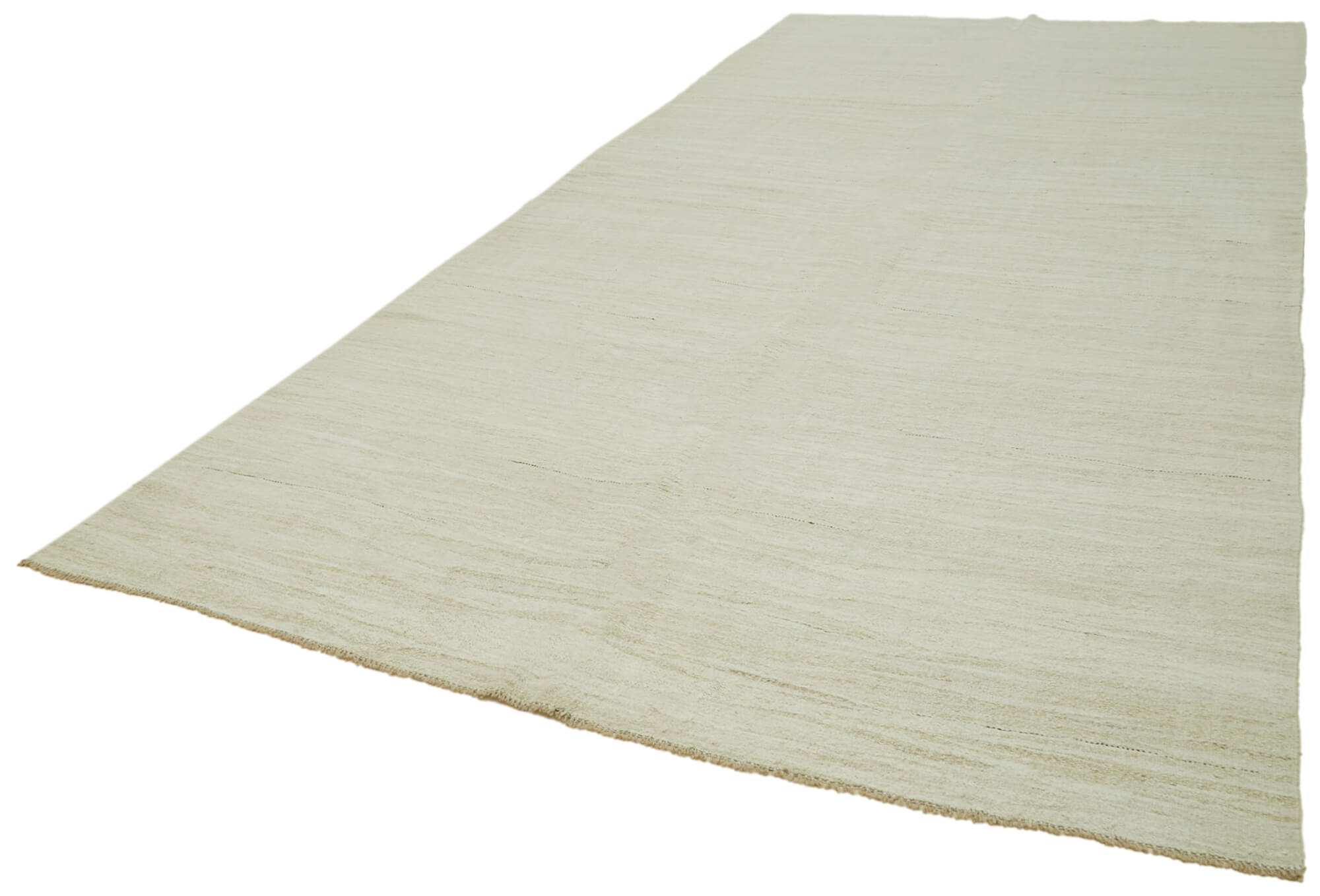 Handmade Hemp Rug – Kendir Beige Geometric Area Rug 7'4'' x 14'8'' Durable Wool Carpet