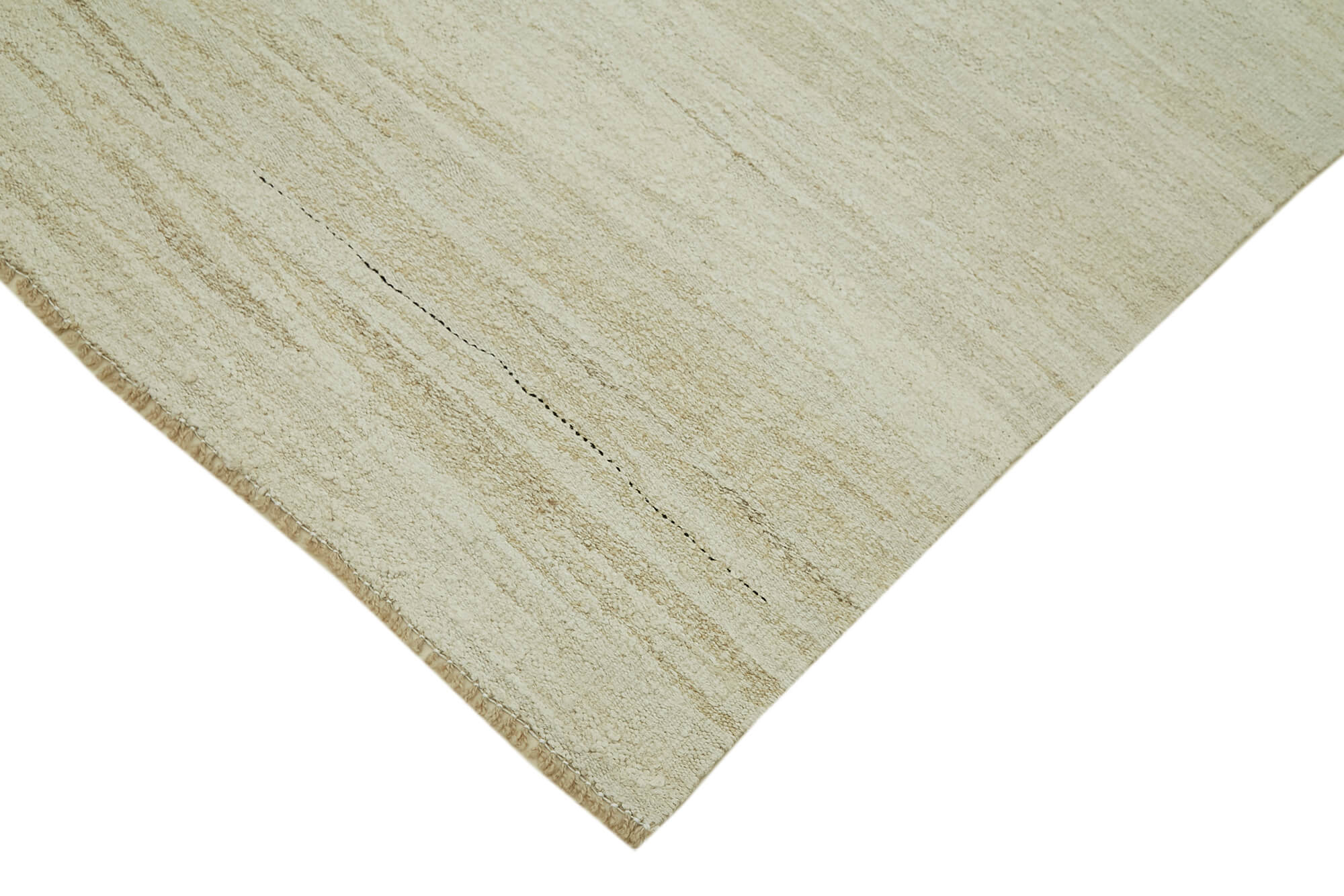 Handmade Hemp Rug – Kendir Beige Geometric Area Rug 7'4'' x 14'8'' Durable Wool Carpet