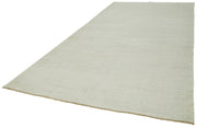 Handmade Hemp Rug – White Geometric Area Rug with Durable Wool Cotton Blend, 7'4'' x 14'8''