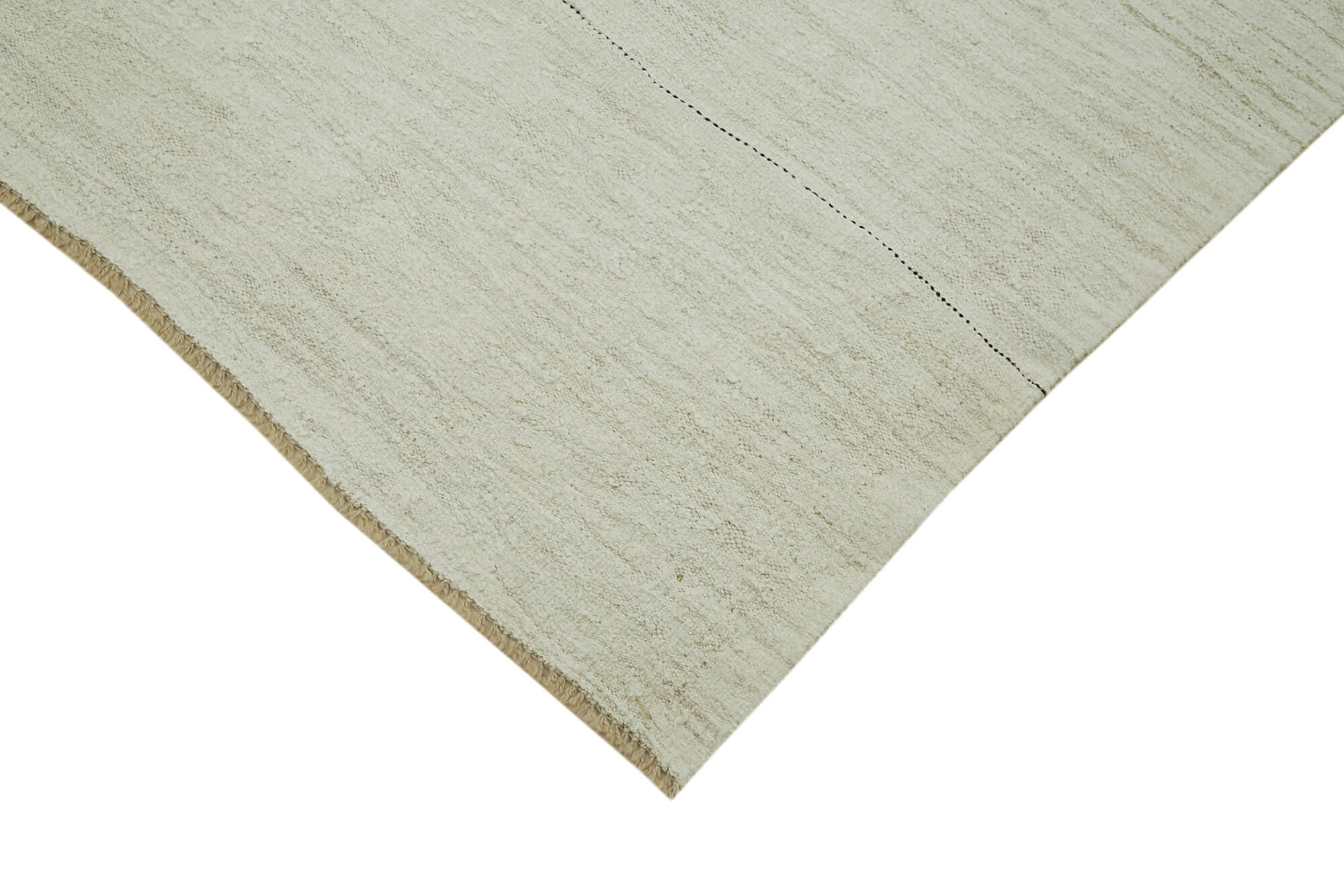 Handmade Hemp Rug – White Geometric Area Rug with Durable Wool Cotton Blend, 7'4'' x 14'8''