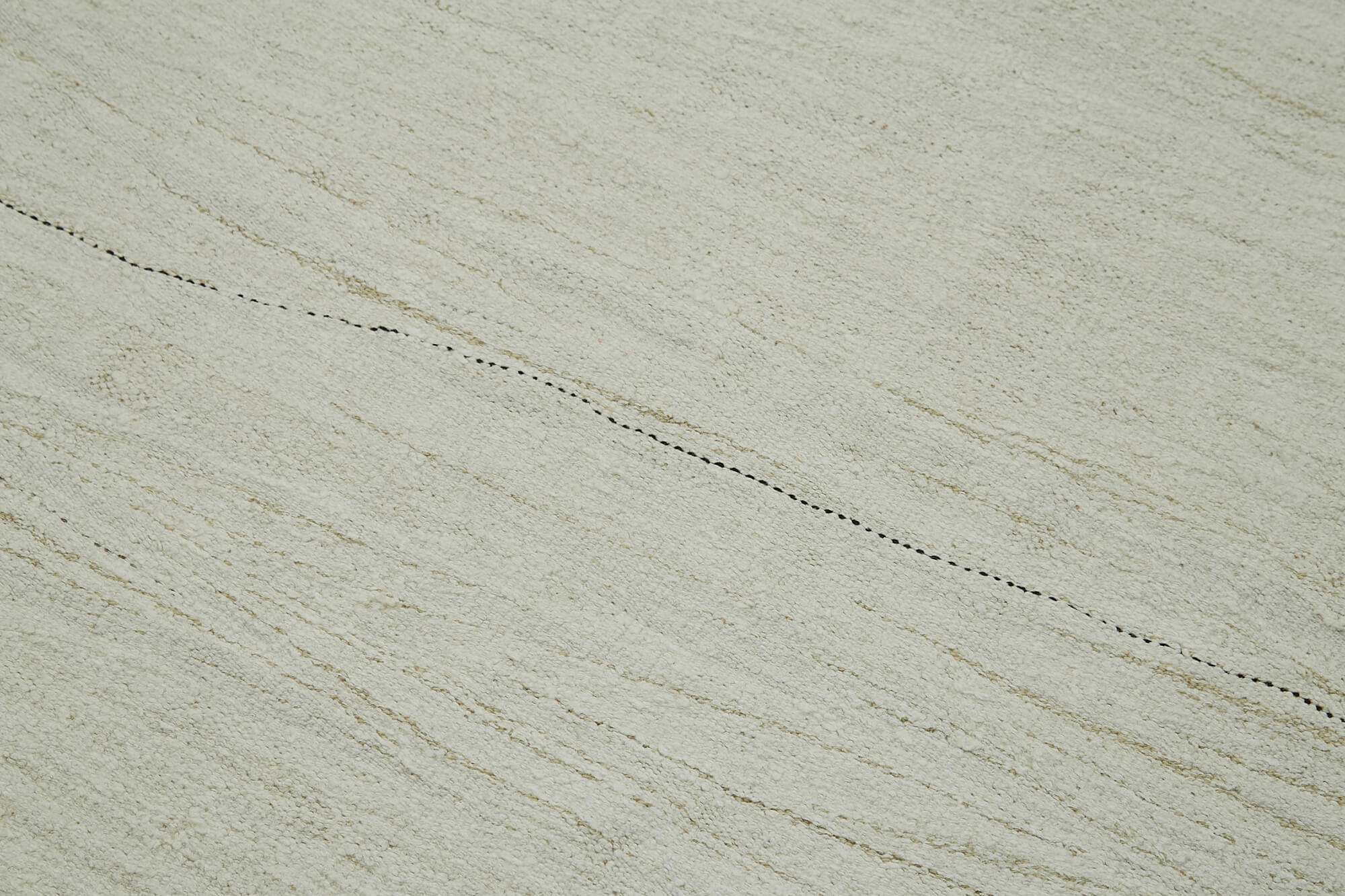 Handmade Hemp Rug – White Geometric Area Rug with Durable Wool Cotton Blend, 7'4'' x 14'8''