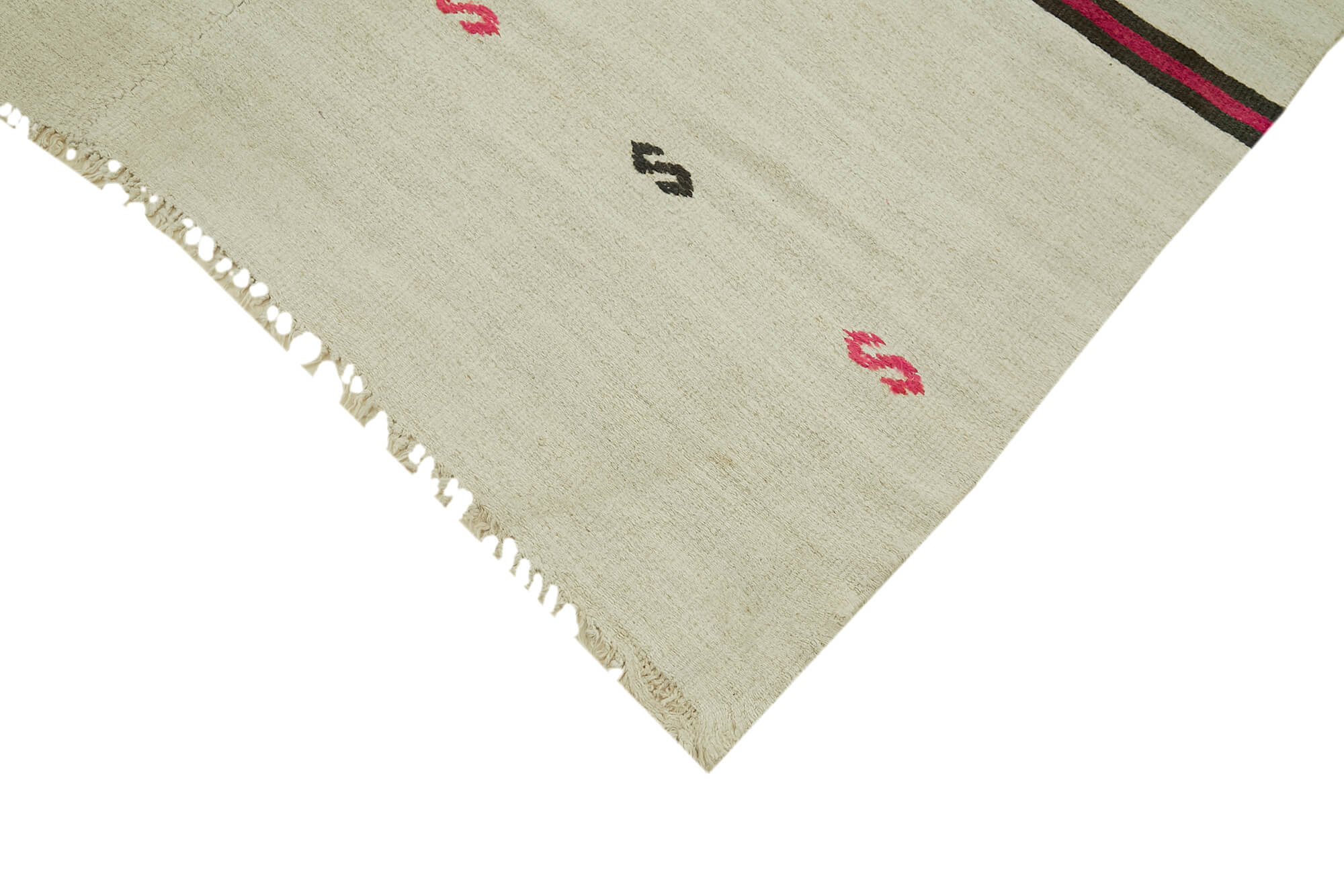 Handmade Hemp Rug – Beige Wool Carpet Geometric Area Rug 6'9''x16'2''
