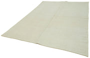 Handmade Hemp Rug - Beige Wool Carpet Geometric Area Rug 6'8''x8'11'' Durable Floor Covering