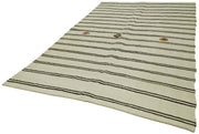 Handmade Hemp Rug - Beige Geometric Area Rug, Soft Textured Cotton Wool Blend