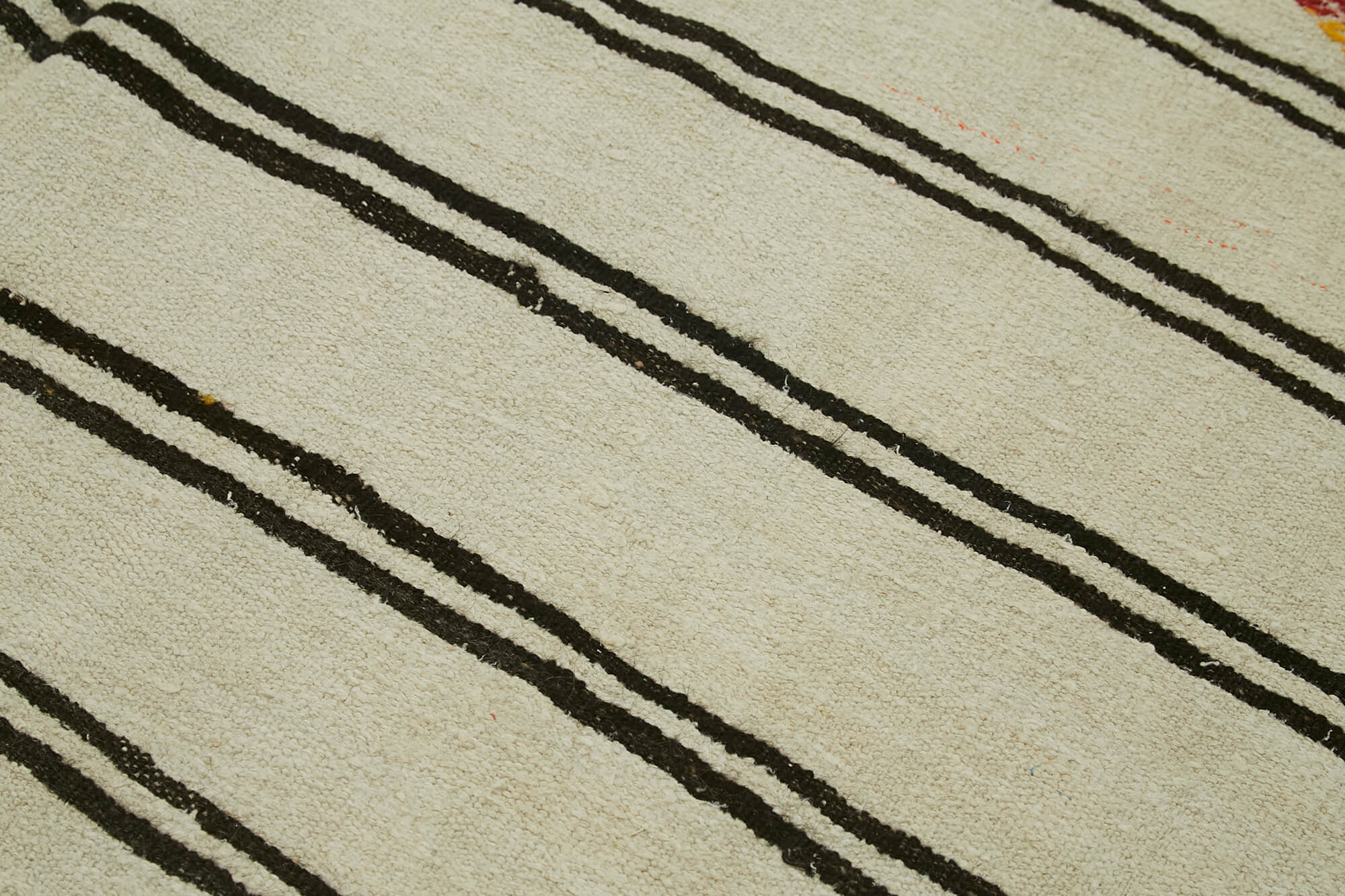 Handmade Hemp Rug - Beige Geometric Area Rug, Soft Textured Cotton Wool Blend