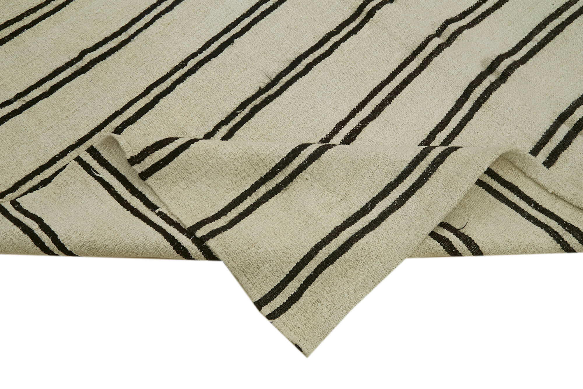 Handmade Hemp Rug - Beige Geometric Area Rug, Soft Textured Cotton Wool Blend