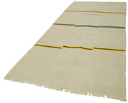Handmade Hemp Rug - Beige Geometric Area Rug with Durable Hemp Weave 5'1'' x 11'6''