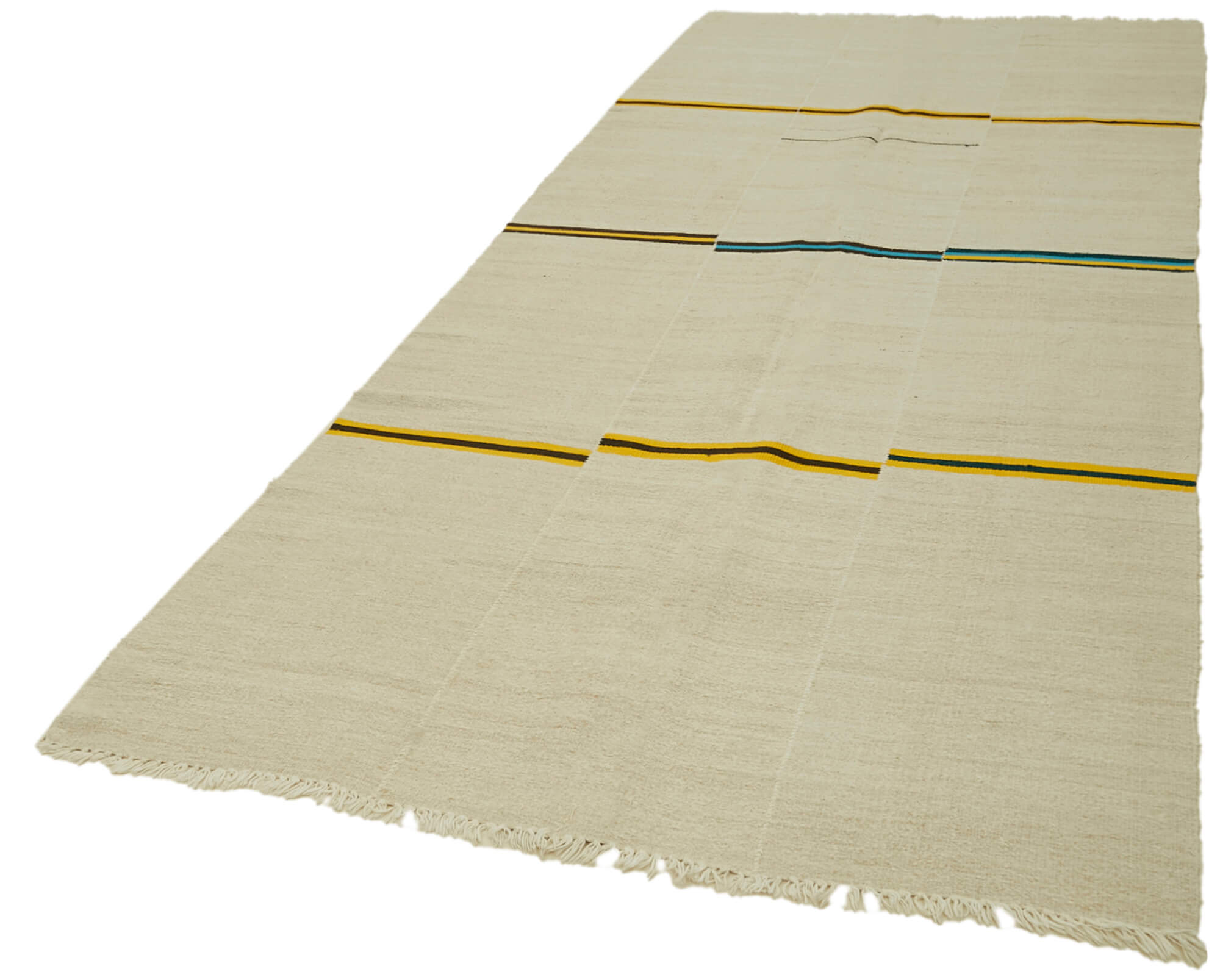 Handmade Hemp Rug - Beige Geometric Area Rug with Durable Hemp Weave 5'1'' x 11'6''