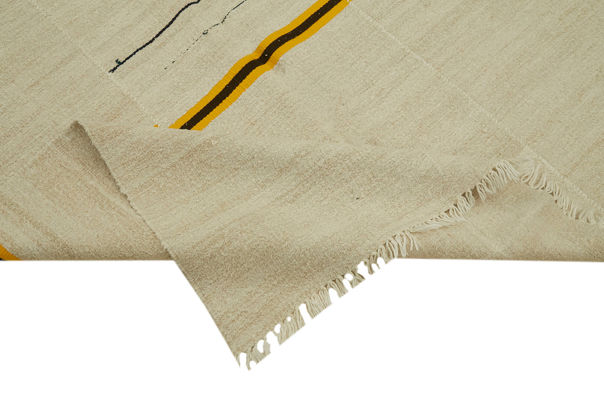 Handmade Hemp Rug - Beige Geometric Area Rug with Durable Hemp Weave 5'1'' x 11'6''