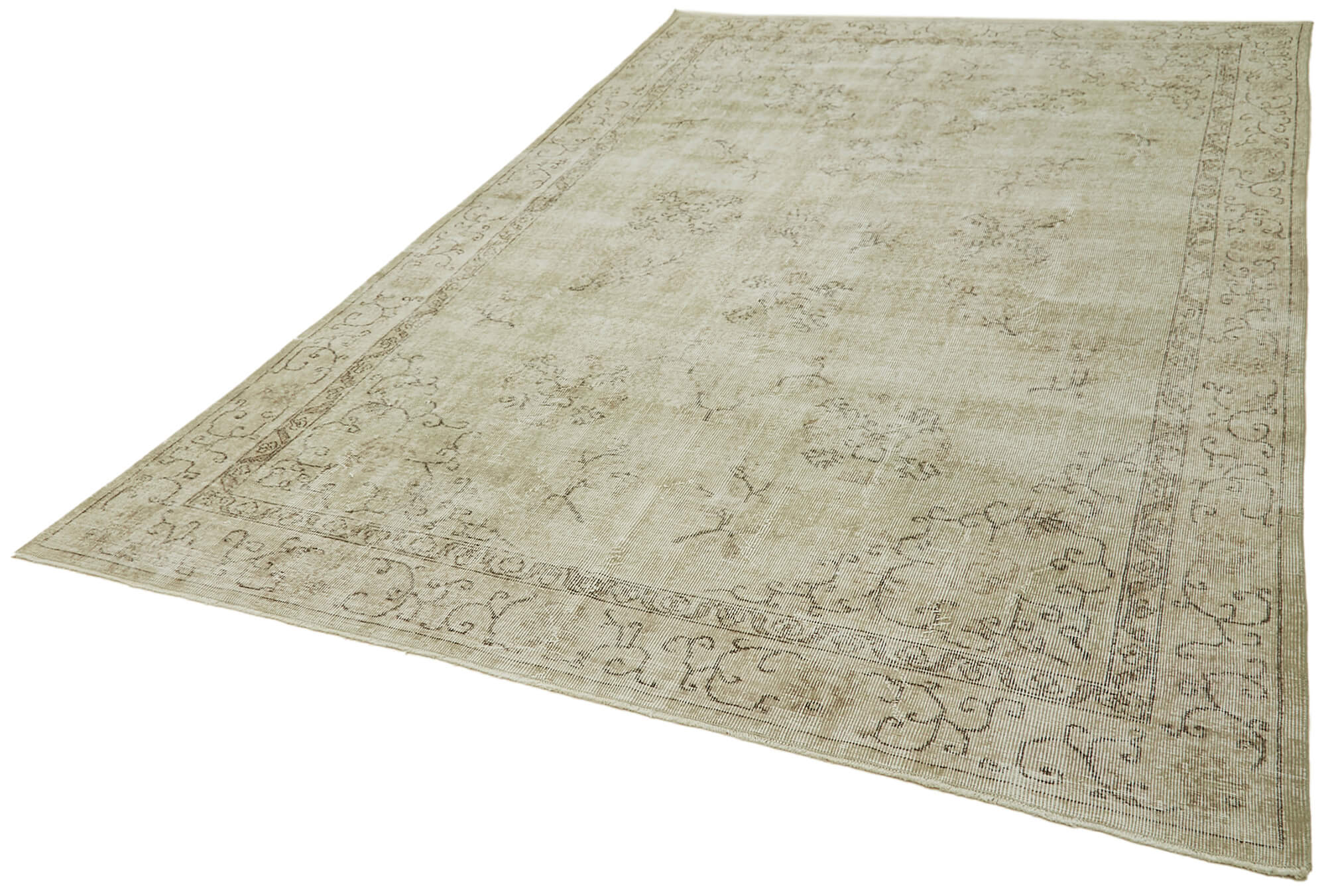 Vintage Wool Cotton Rug – Handmade Area Rug | Durable Wool Cotton Blend Beige Vintage Carpet