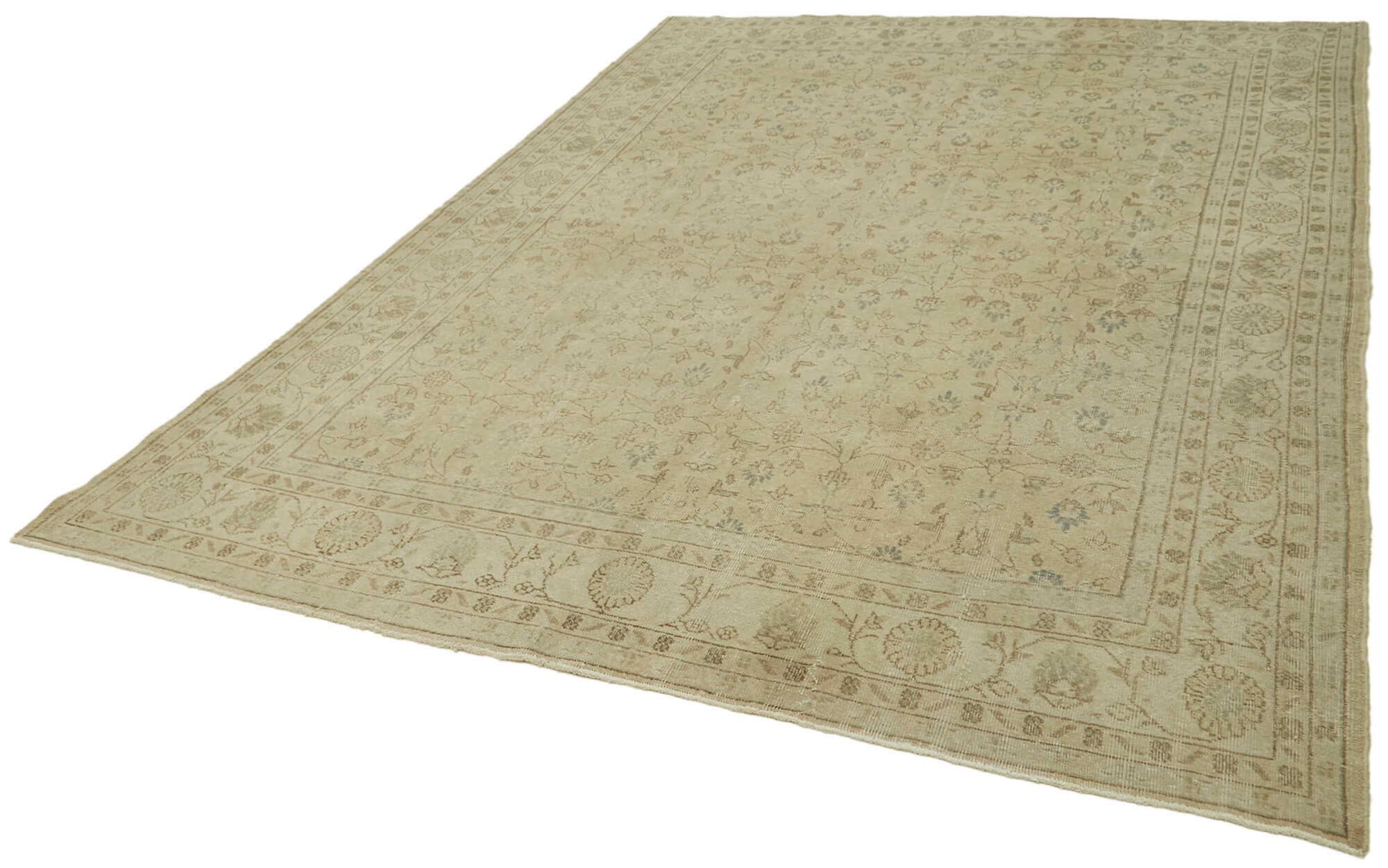 Vintage Wool Cotton Rug – Handmade Area Rug, Beige Vintage Carpet 7'5''x10'