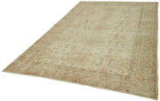Vintage Wool Cotton Rug - Handmade Area Rug 6'8'' x 10'7'' | Beige Wool Blend