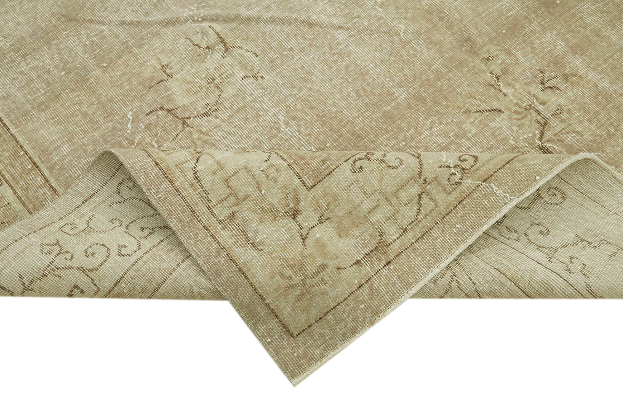 Handmade Wool Cotton Rug – Vintage Area Rug 7'x10' Beige Neutral Color