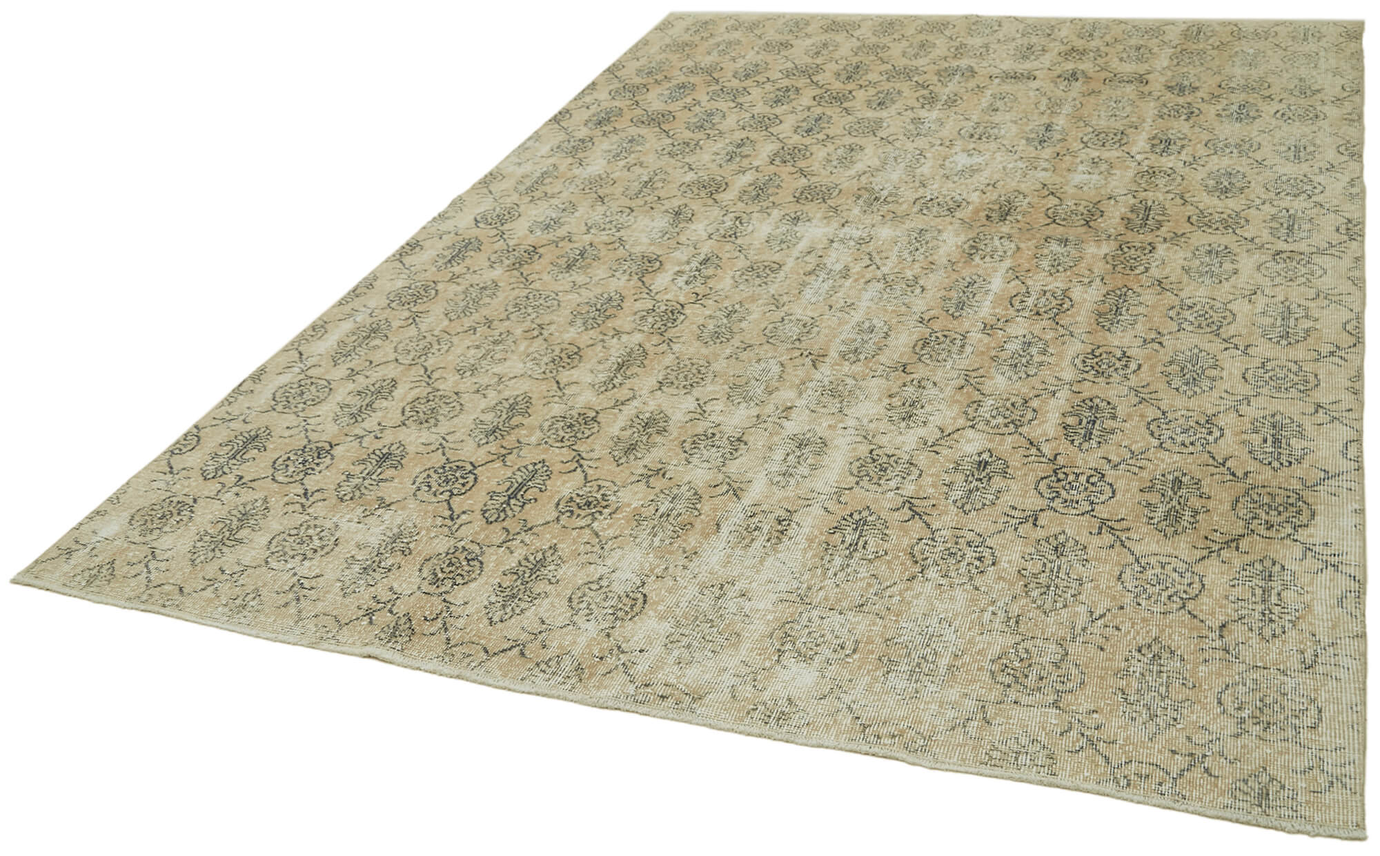 Vintage Wool Cotton Rug – Handmade Area Rug 7'1'' x 9'11'' | Beige Wool Carpet