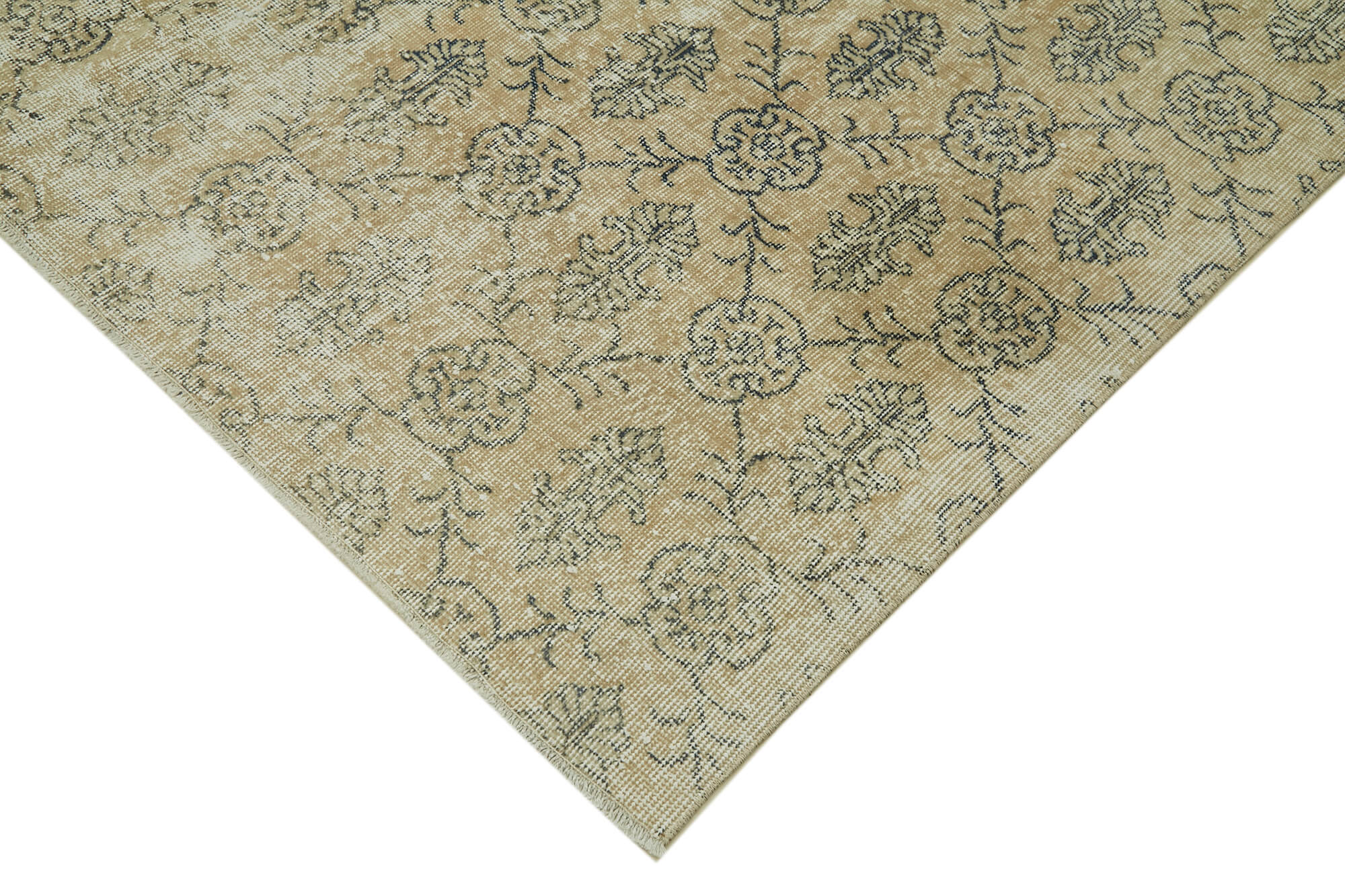 Vintage Wool Cotton Rug – Handmade Area Rug 7'1'' x 9'11'' | Beige Wool Carpet