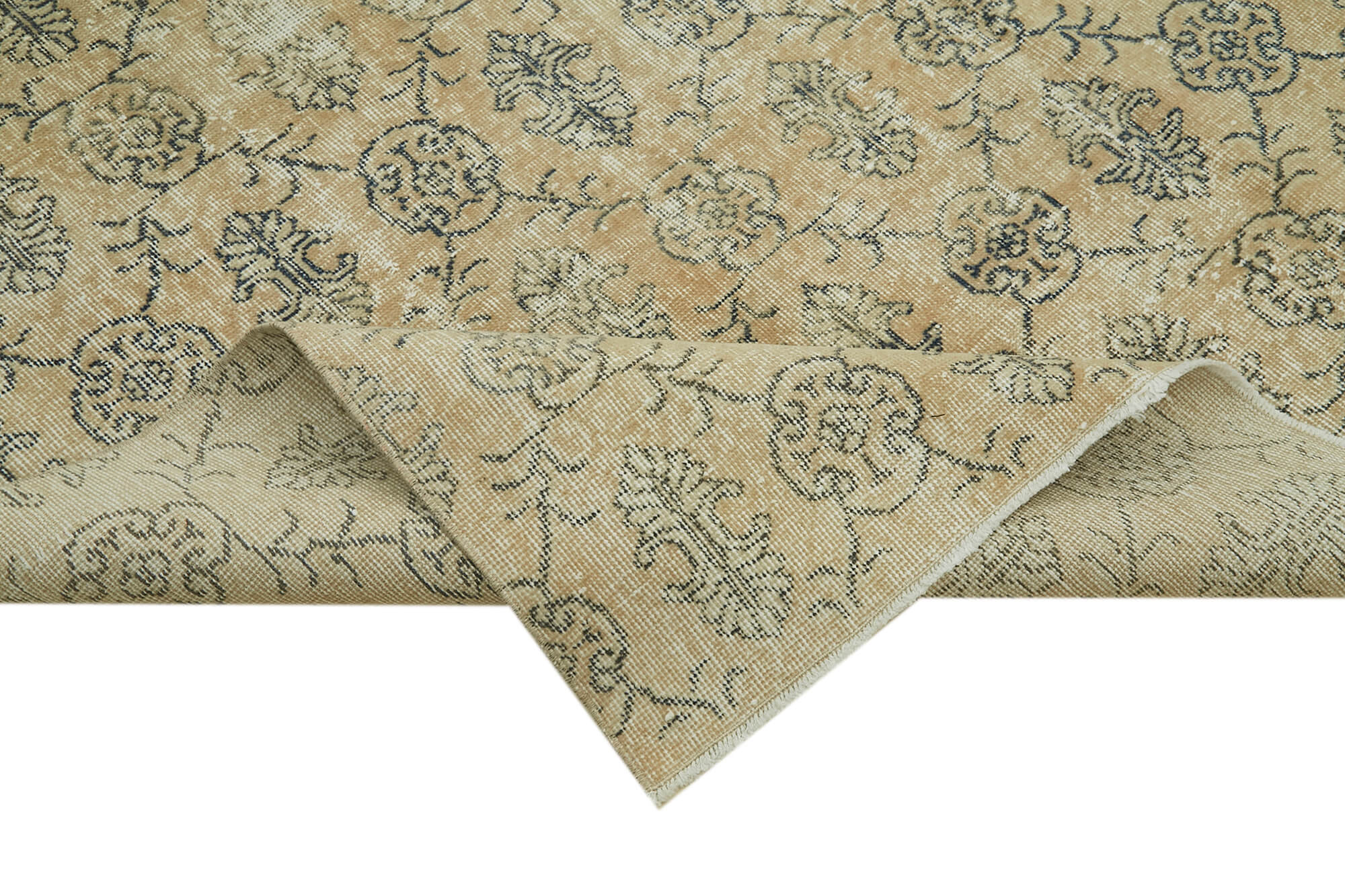 Vintage Wool Cotton Rug – Handmade Area Rug 7'1'' x 9'11'' | Beige Wool Carpet