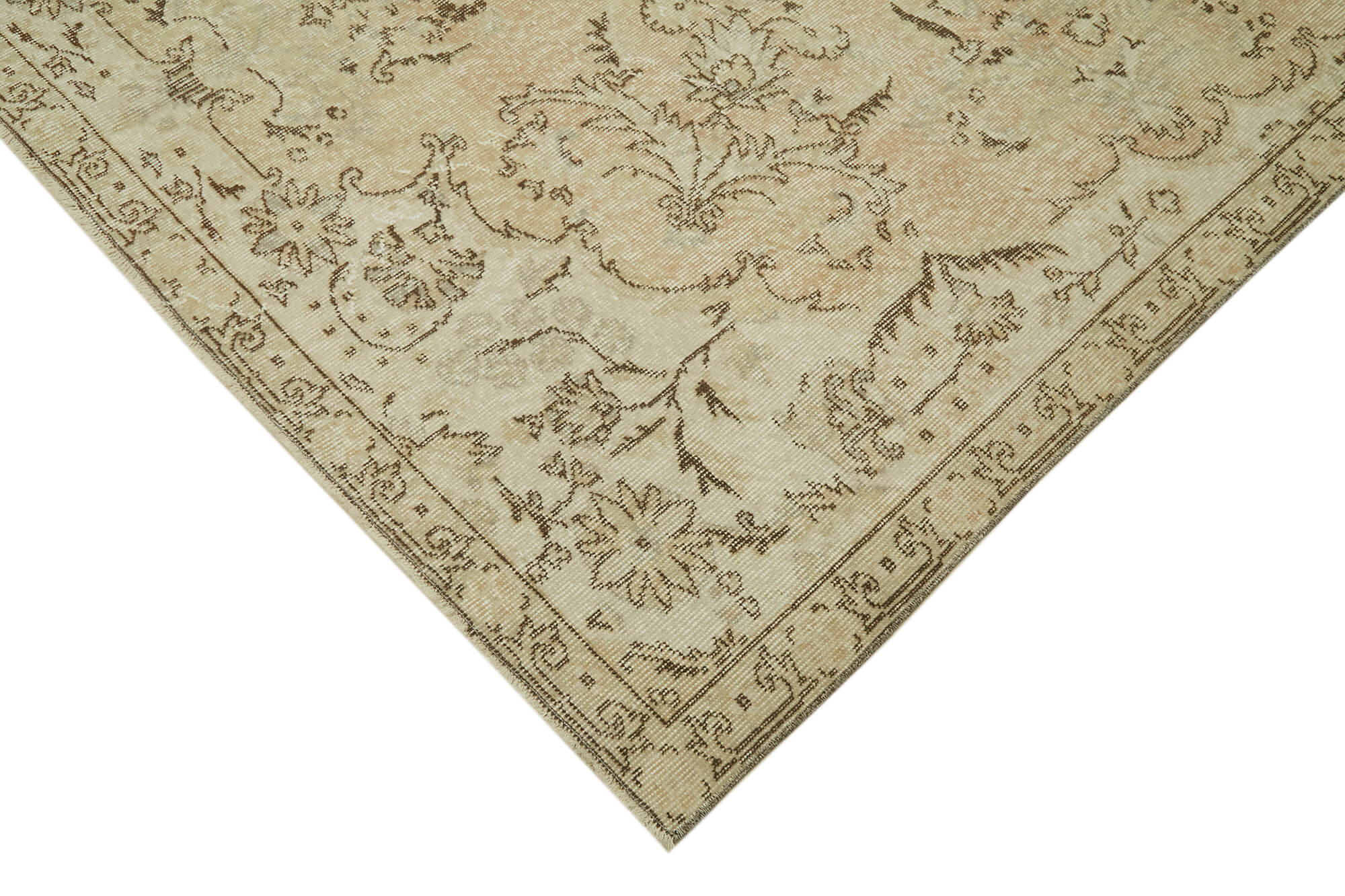 Vintage Wool Cotton Rug – Handmade 6x10 Area Rug With Beige Vintage Carpet