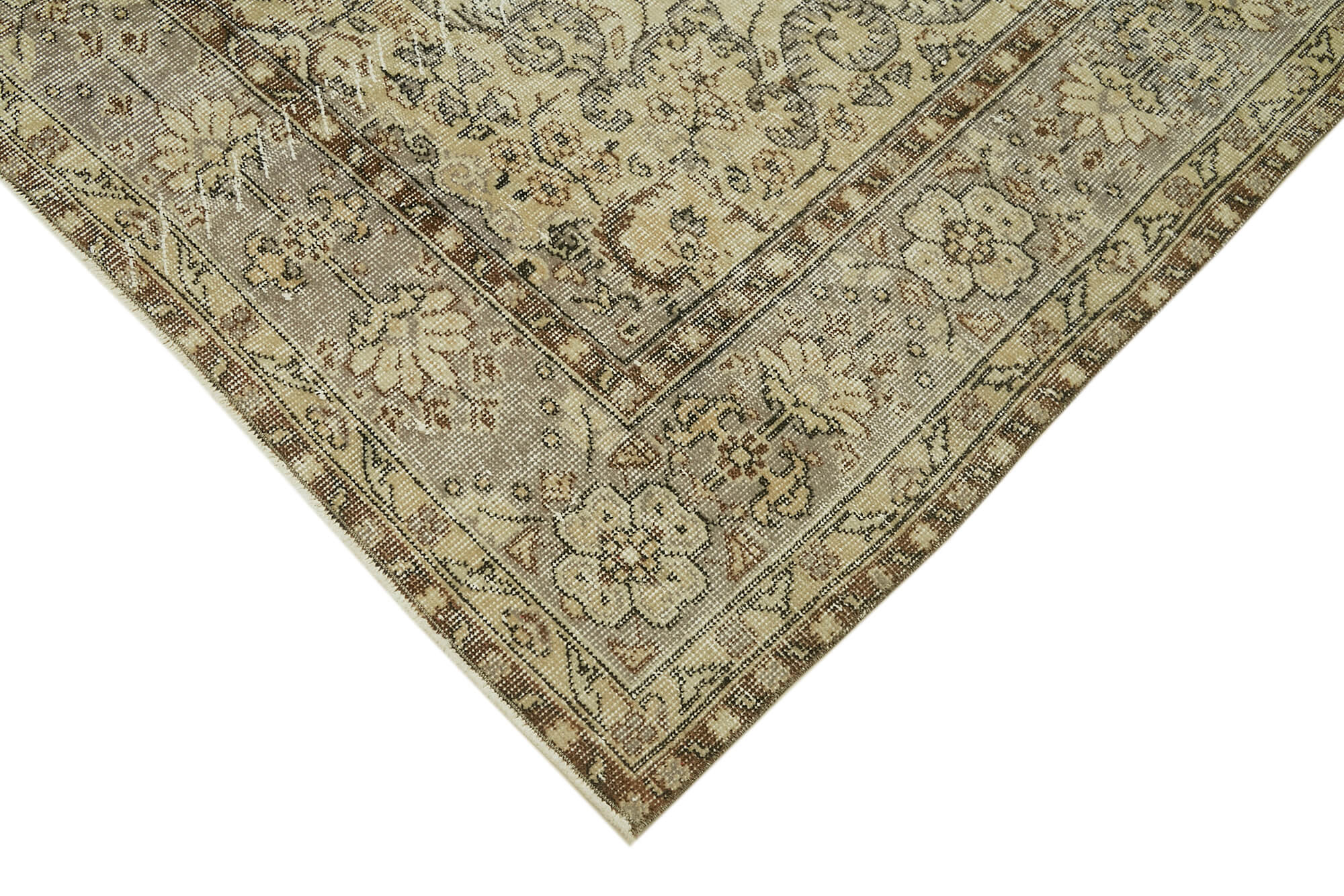 Vintage Wool Cotton Rug - Hand Woven Turkish Area Rug 6'9" x 10'10" Beige