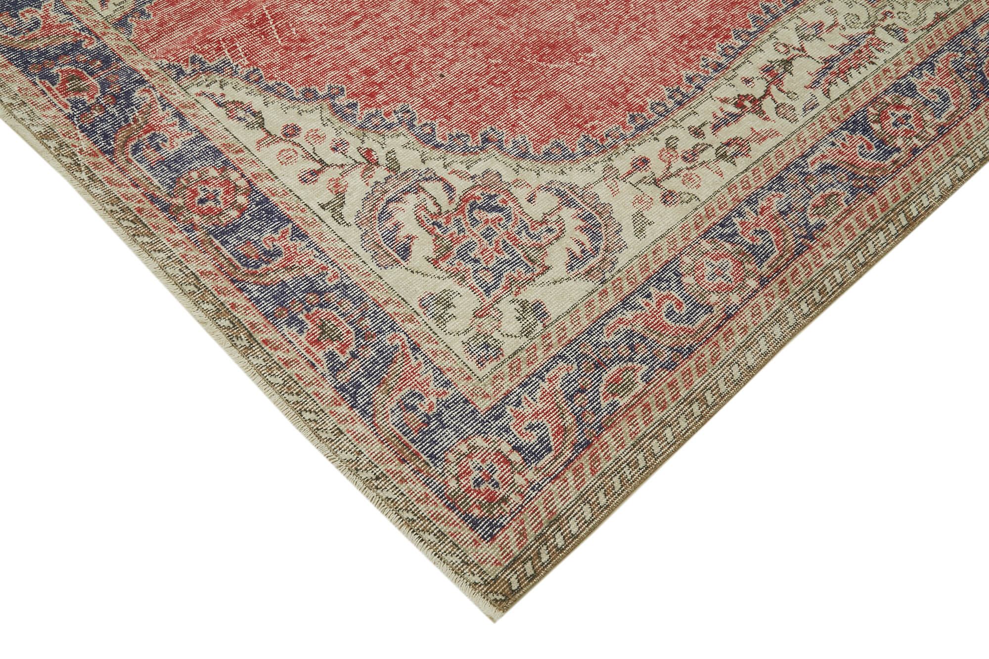 Vintage Wool Cotton Rug - Handmade Red Wool Carpet | Hand Woven Rug 6'8''x10'9''