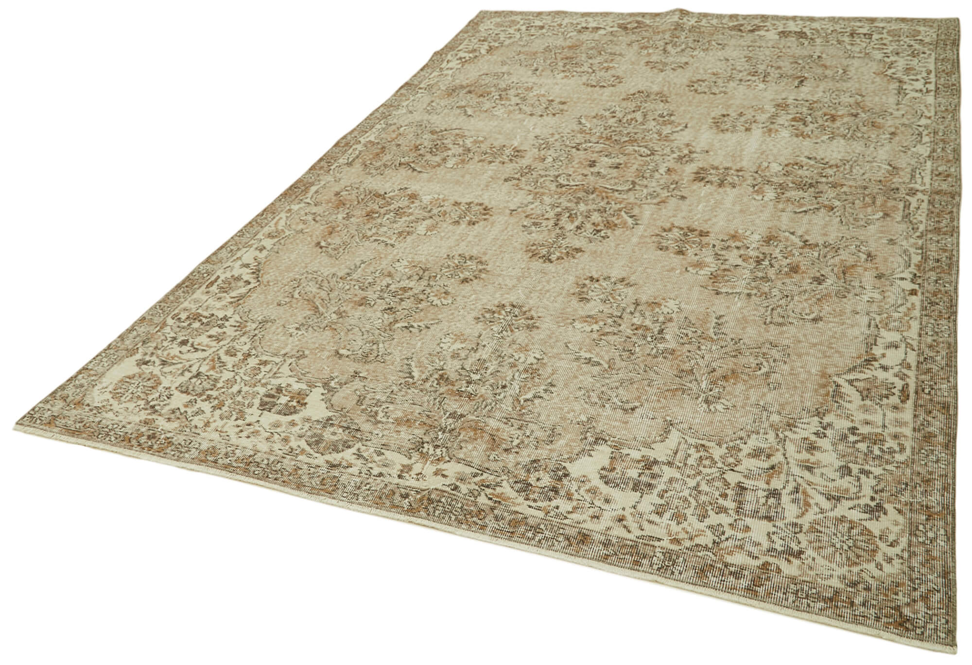Vintage Wool Cotton Rug – Handmade Area Rug, Neutral Beige, Hand Knotted Carpet 6'10''x10'8''