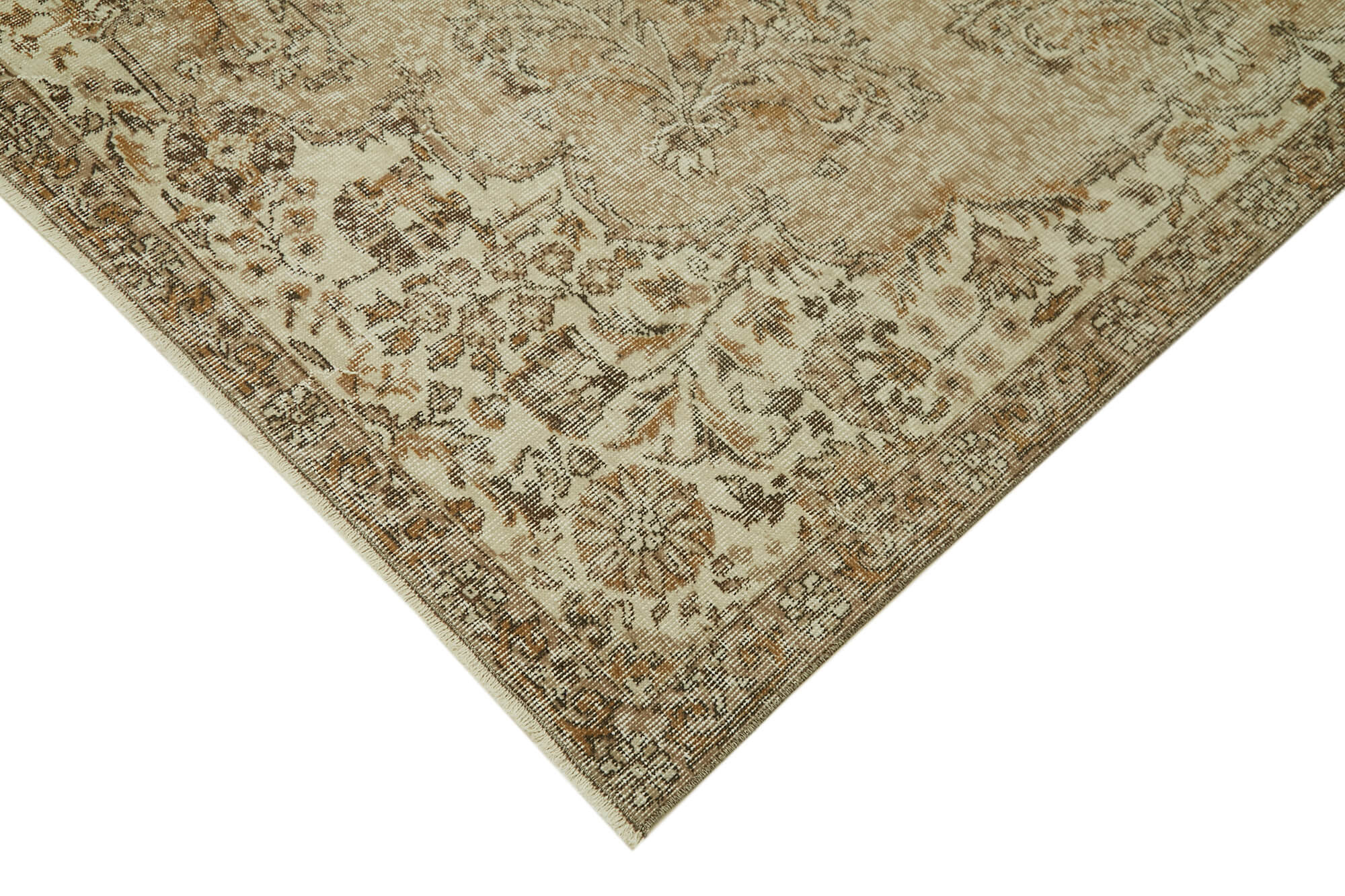 Vintage Wool Cotton Rug – Handmade Area Rug, Neutral Beige, Hand Knotted Carpet 6'10''x10'8''
