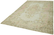 Vintage Wool Cotton Rug – Handmade Area Rug 6x10, Durable Hand Woven Beige Carpet