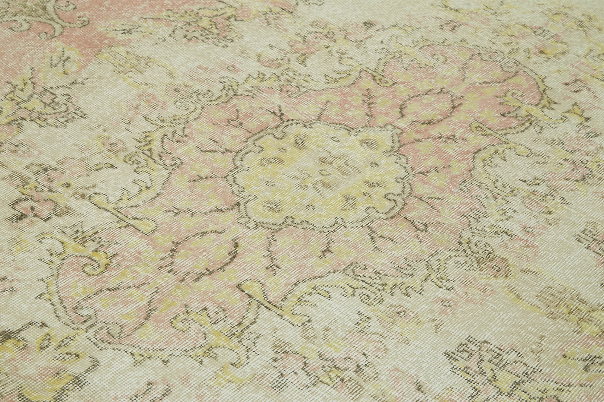 Vintage Wool Cotton Rug – Handmade Area Rug 6x10, Durable Hand Woven Beige Carpet