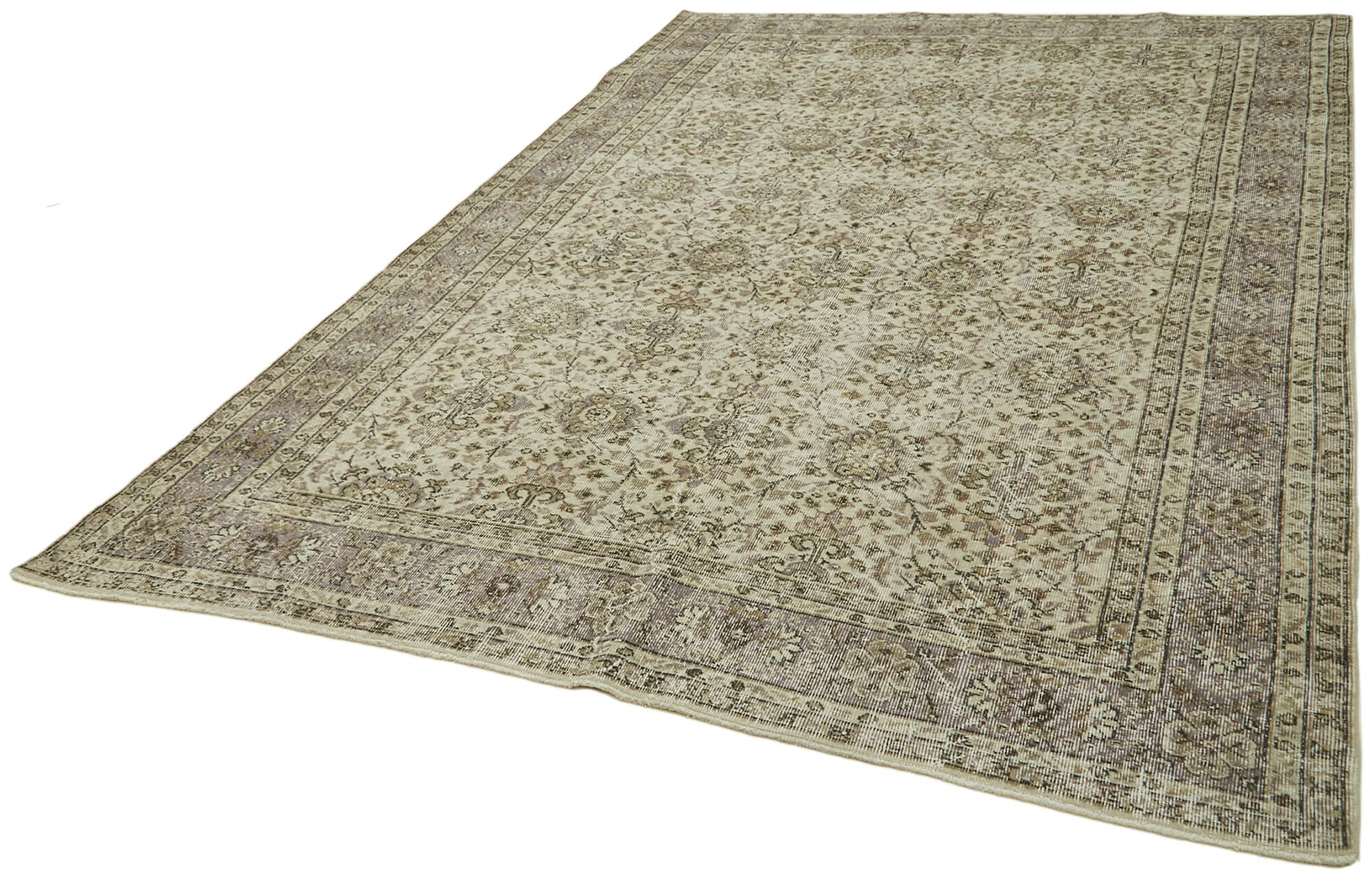 Vintage Wool Cotton Rug | Traditional Hand Knotted Handmade Area Rug, Neutral Beige Tones