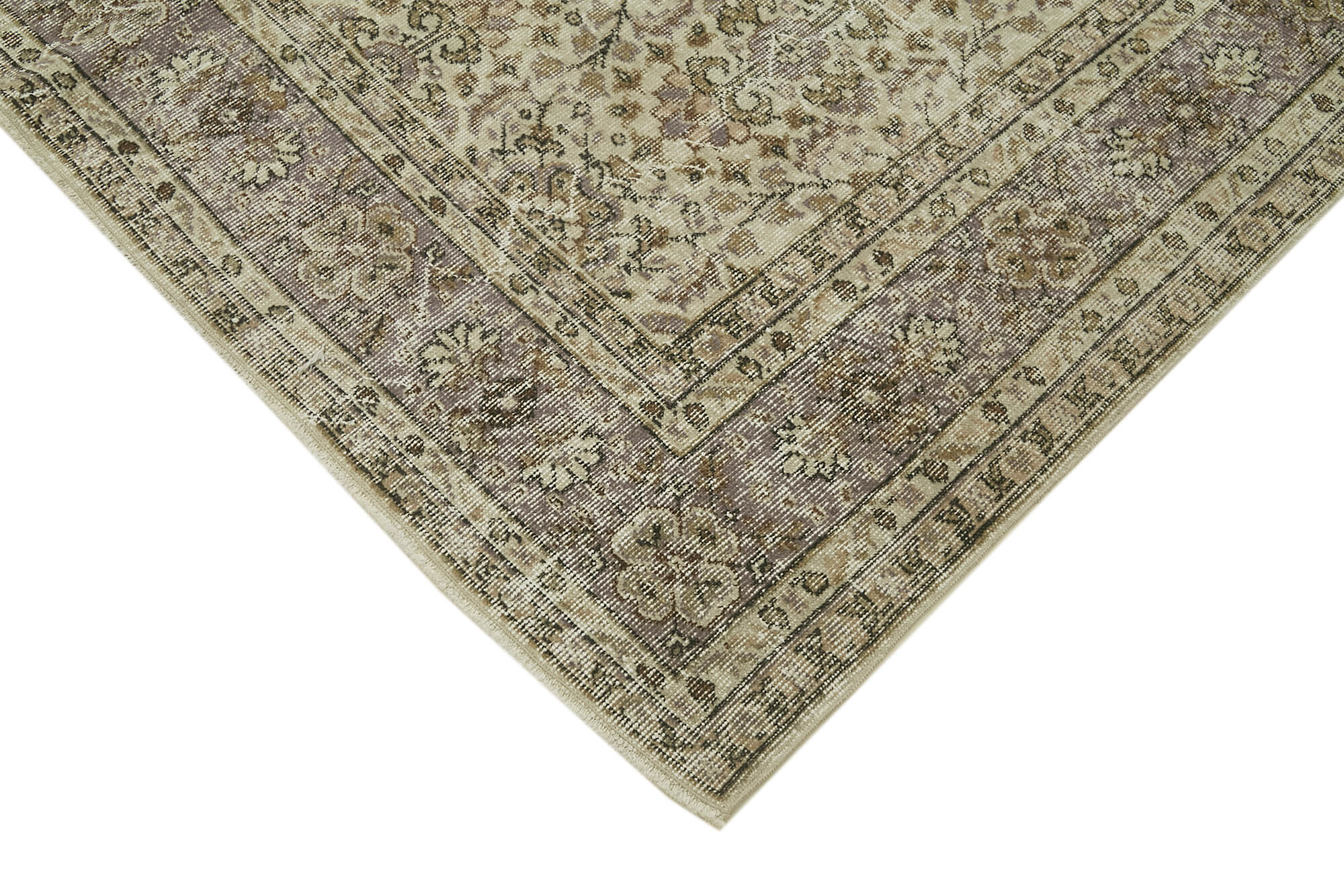 Vintage Wool Cotton Rug | Traditional Hand Knotted Handmade Area Rug, Neutral Beige Tones