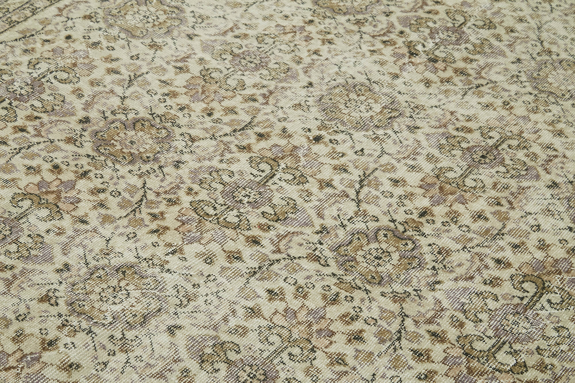 Vintage Wool Cotton Rug | Traditional Hand Knotted Handmade Area Rug, Neutral Beige Tones