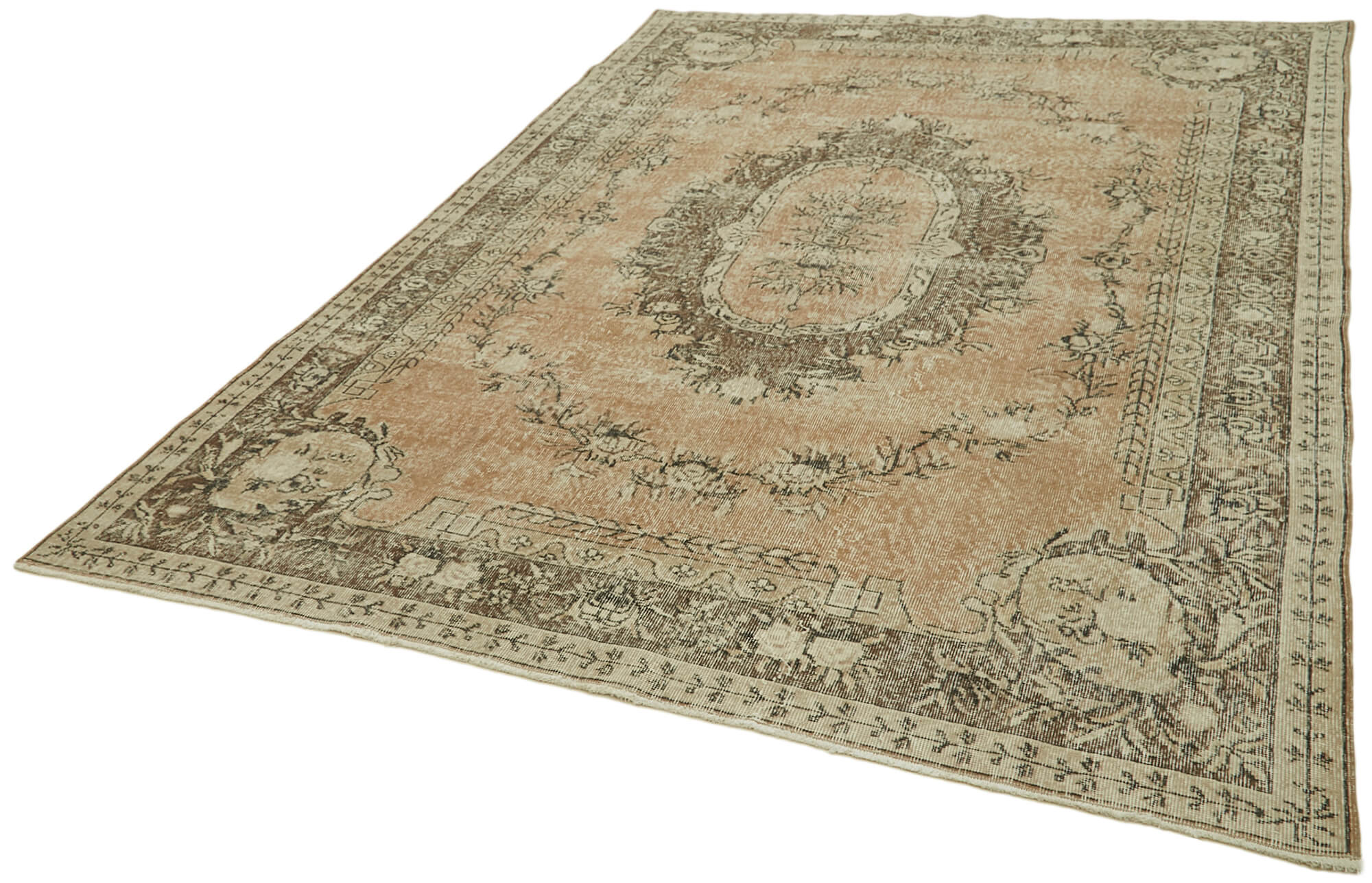 Vintage Wool Cotton Rug - Handmade Area Rug | Turkish Hand Knotted Beige Carpet 6'10''x10'4''