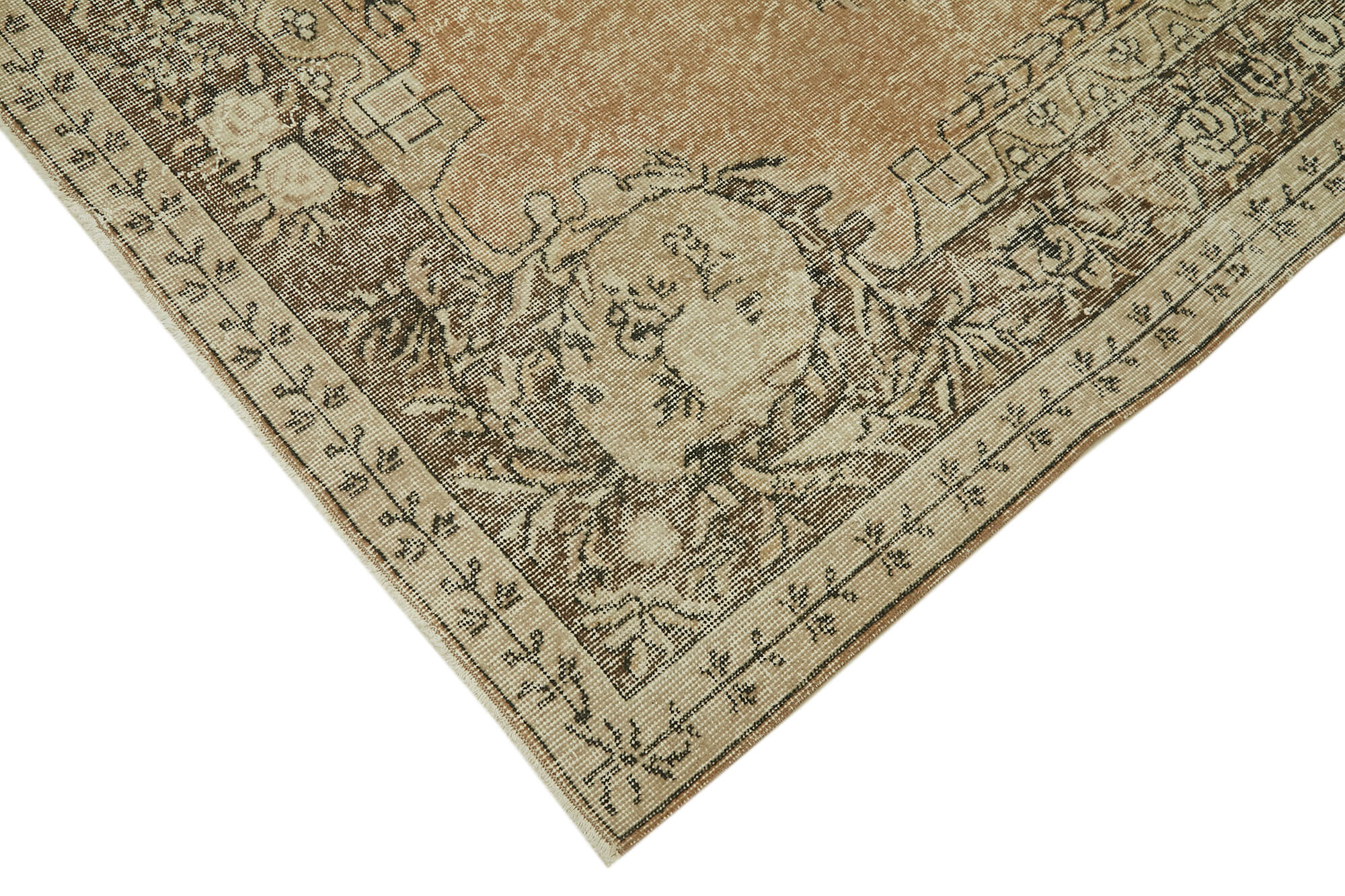 Vintage Wool Cotton Rug - Handmade Area Rug | Turkish Hand Knotted Beige Carpet 6'10''x10'4''