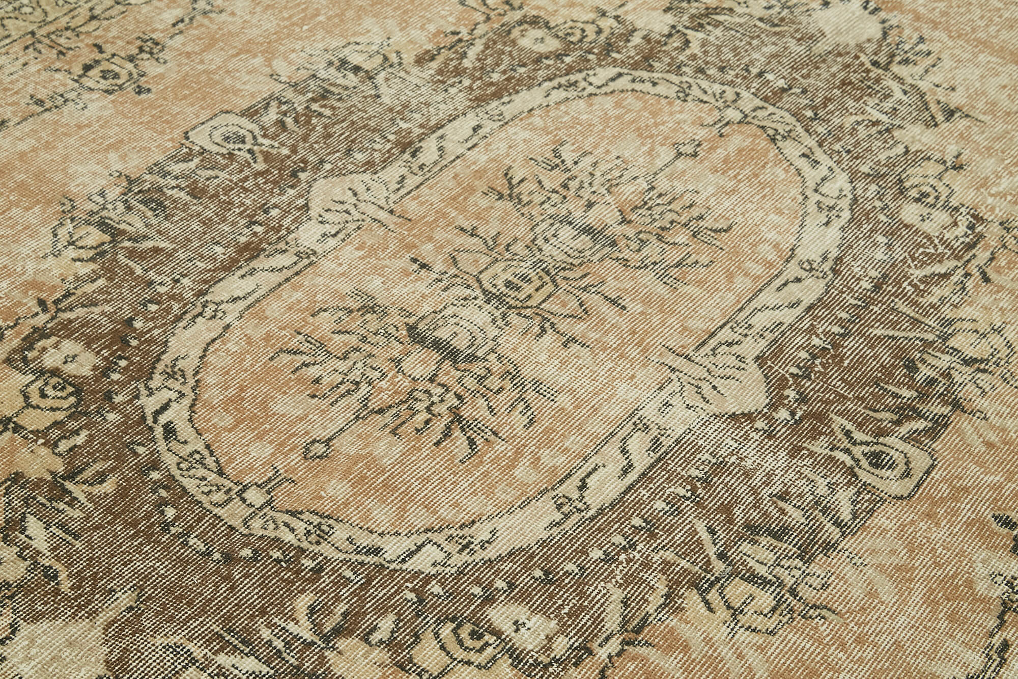 Vintage Wool Cotton Rug - Handmade Area Rug | Turkish Hand Knotted Beige Carpet 6'10''x10'4''