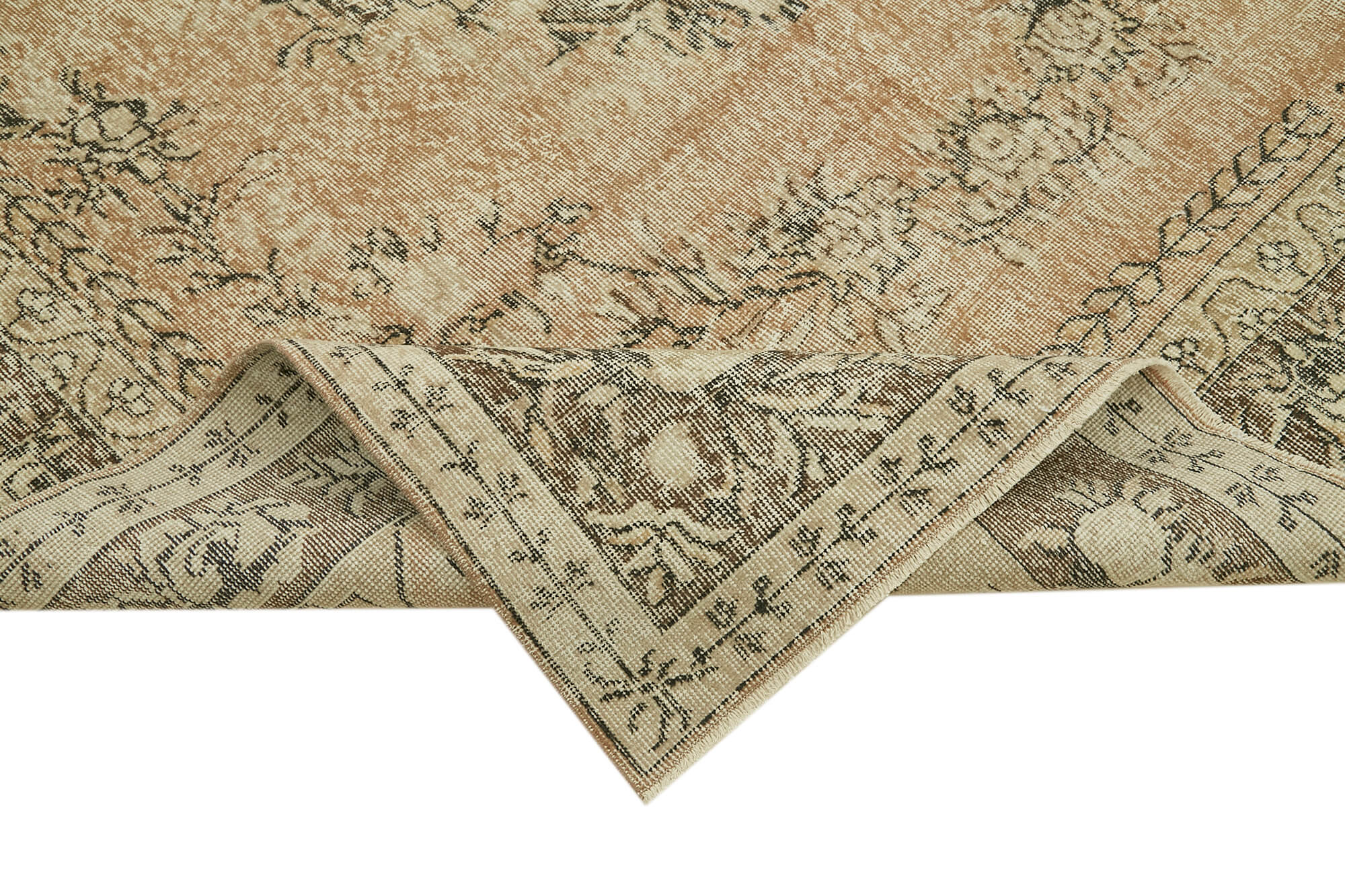 Vintage Wool Cotton Rug - Handmade Area Rug | Turkish Hand Knotted Beige Carpet 6'10''x10'4''