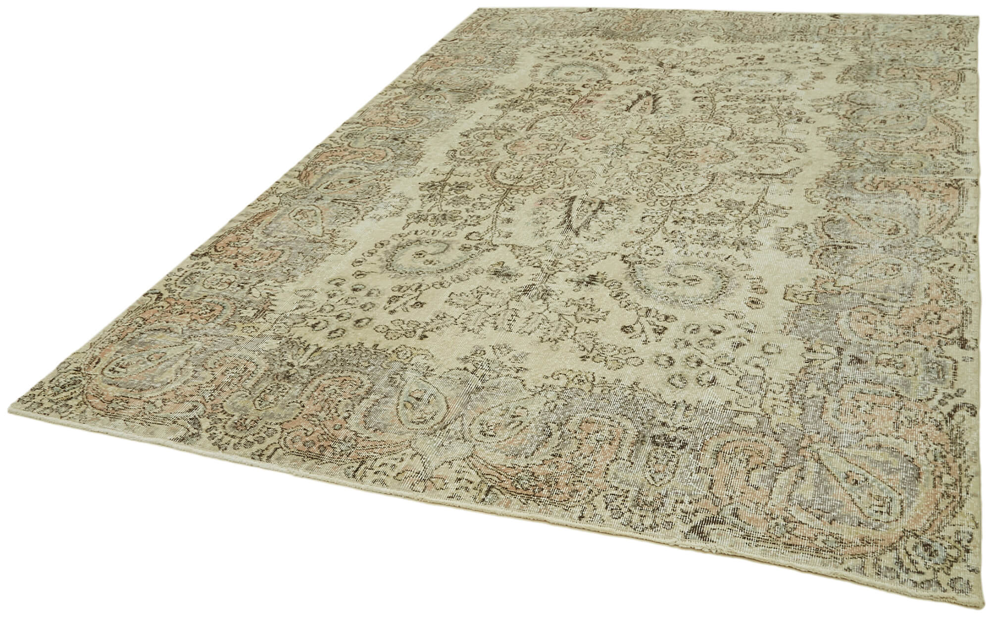 Vintage Wool Cotton Rug | Turkish Handmade Carpet – Soft Vintage Rug 7'3'' x 10'10''