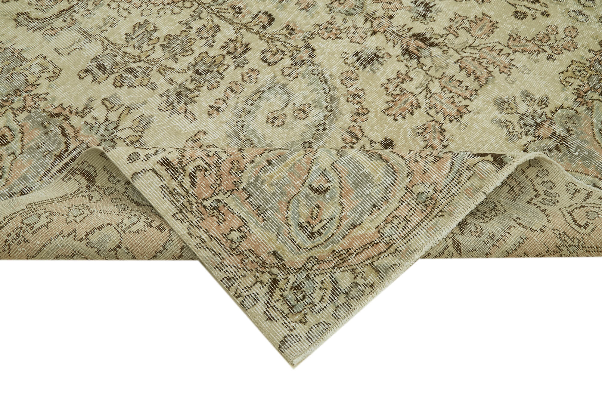 Vintage Wool Cotton Rug | Turkish Handmade Carpet – Soft Vintage Rug 7'3'' x 10'10''