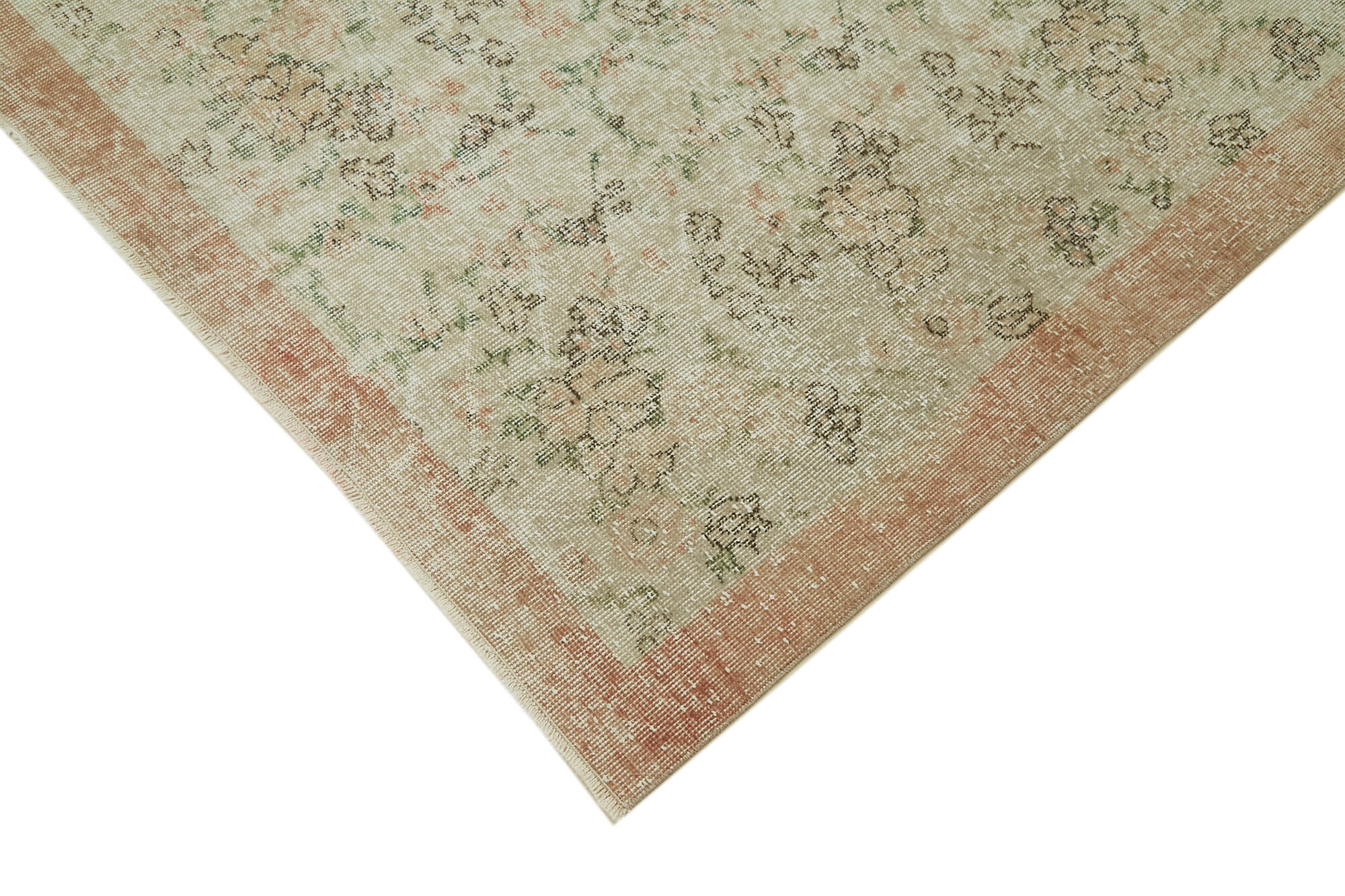 Vintage Wool Cotton Rug - Handmade Area Rug 7x10 Feet | Beige Wool Carpet