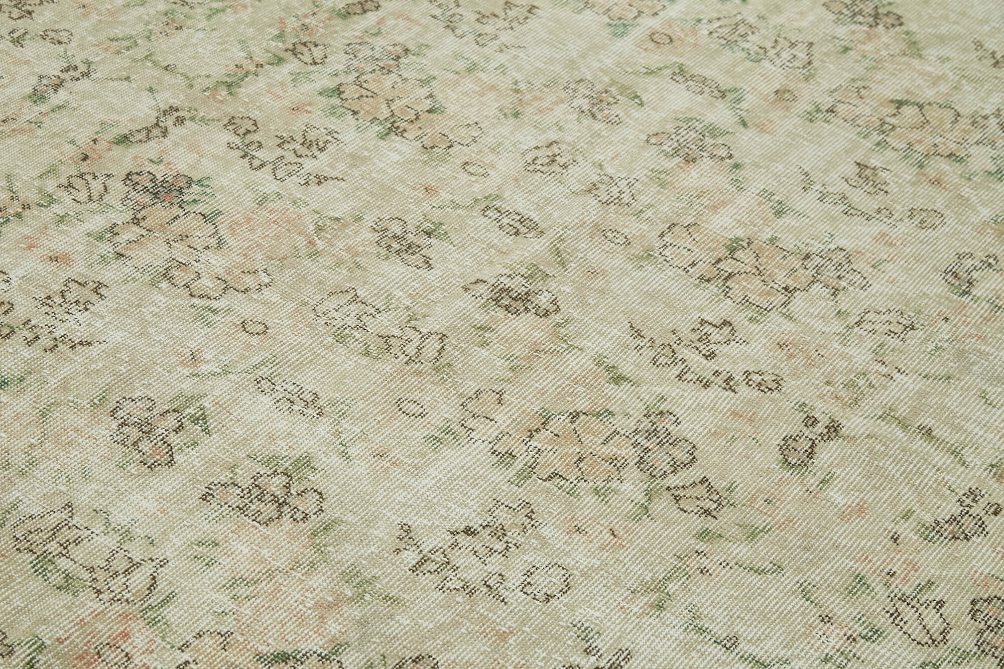 Vintage Wool Cotton Rug - Handmade Area Rug 7x10 Feet | Beige Wool Carpet