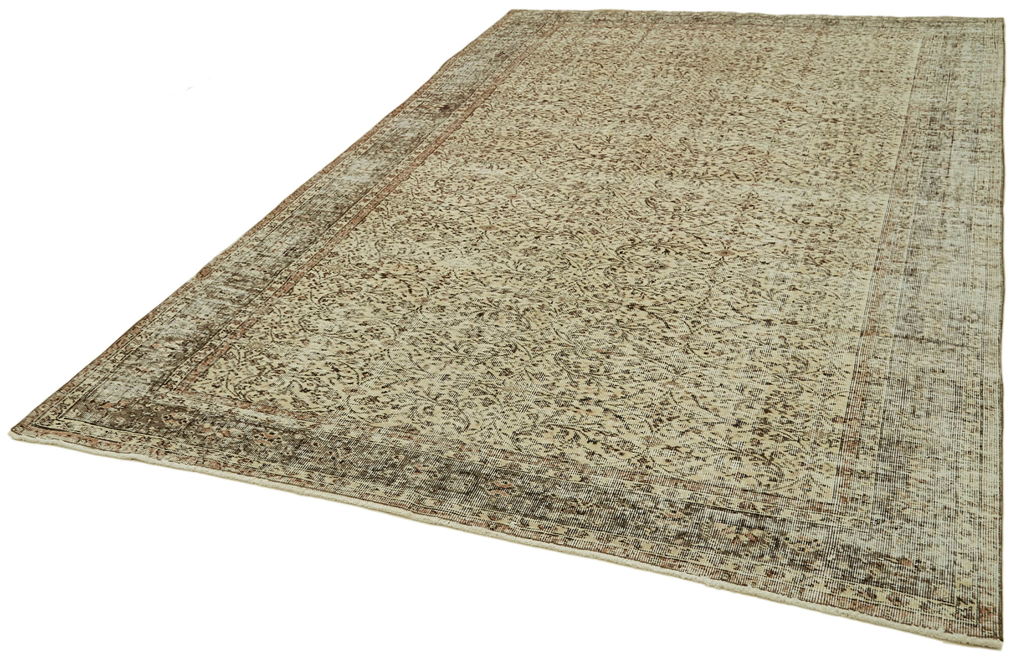 Handmade Wool Cotton Rug – Vintage Area Rug 6'11''x10'2'' | Beige, Durable, Soft