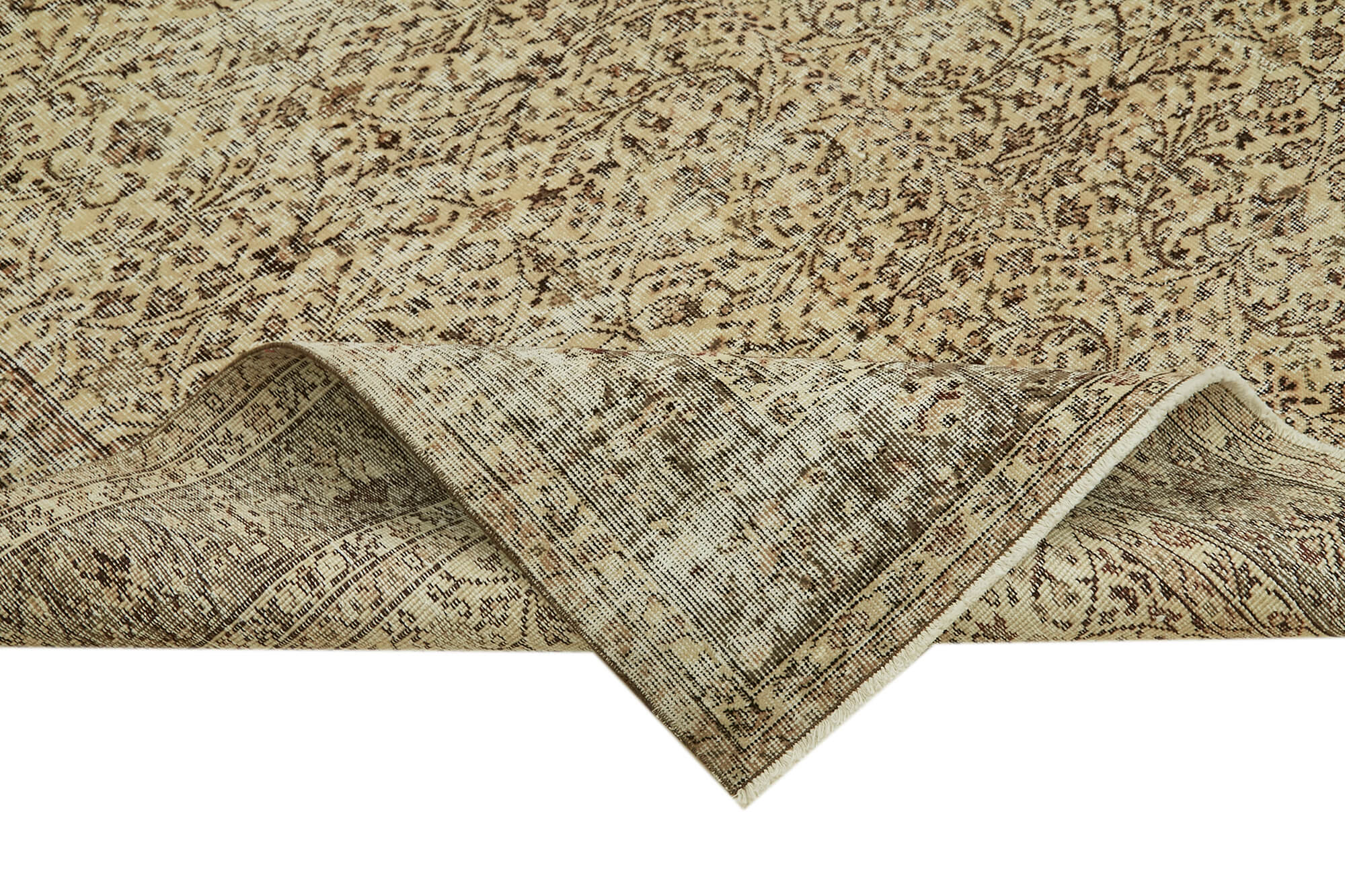 Handmade Wool Cotton Rug – Vintage Area Rug 6'11''x10'2'' | Beige, Durable, Soft