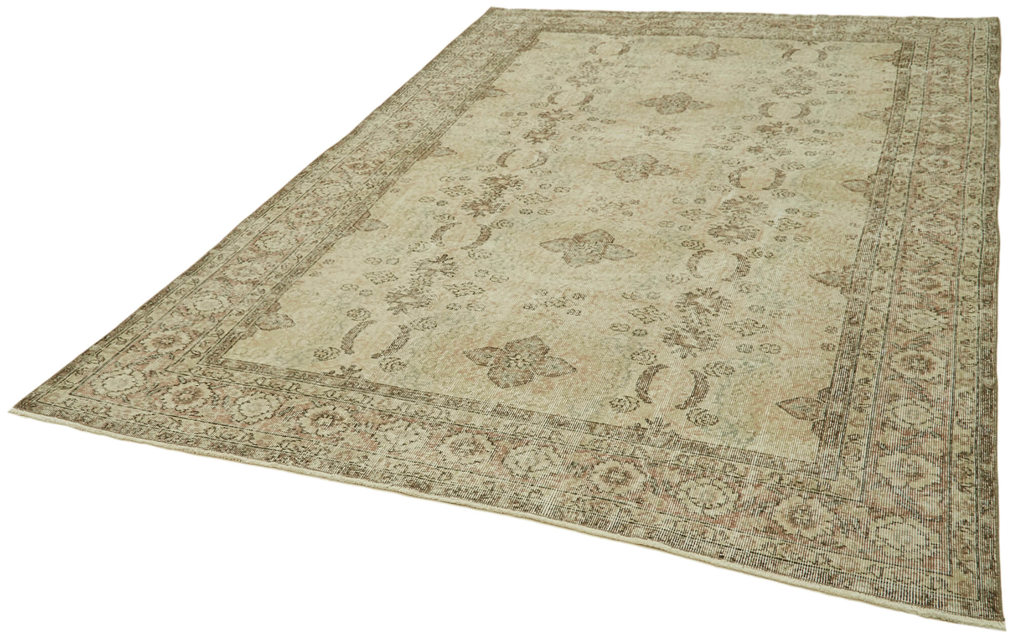 Handmade Wool Cotton Rug | Traditional Hand Knotted Vintage Area Rug Beige