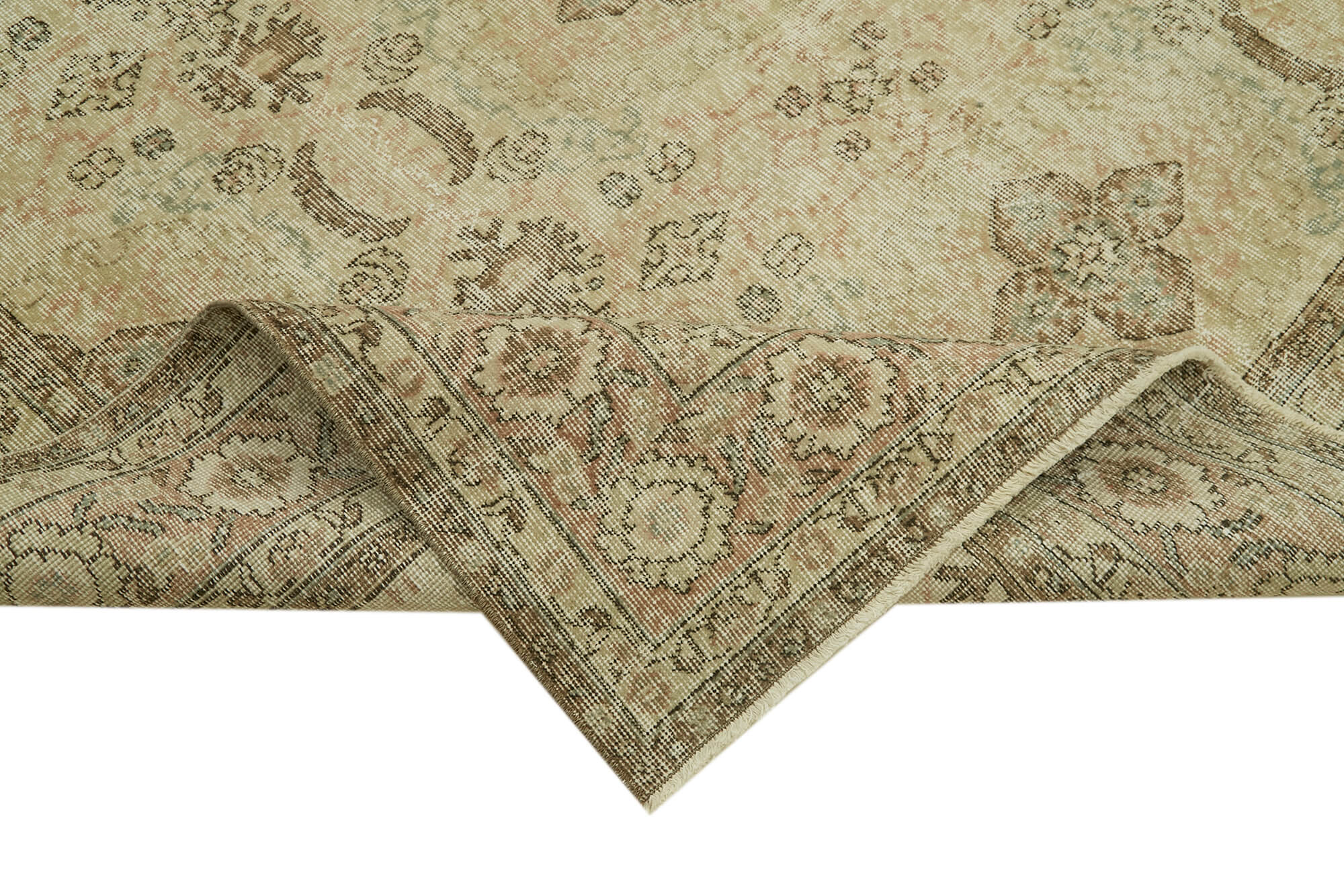 Handmade Wool Cotton Rug | Traditional Hand Knotted Vintage Area Rug Beige