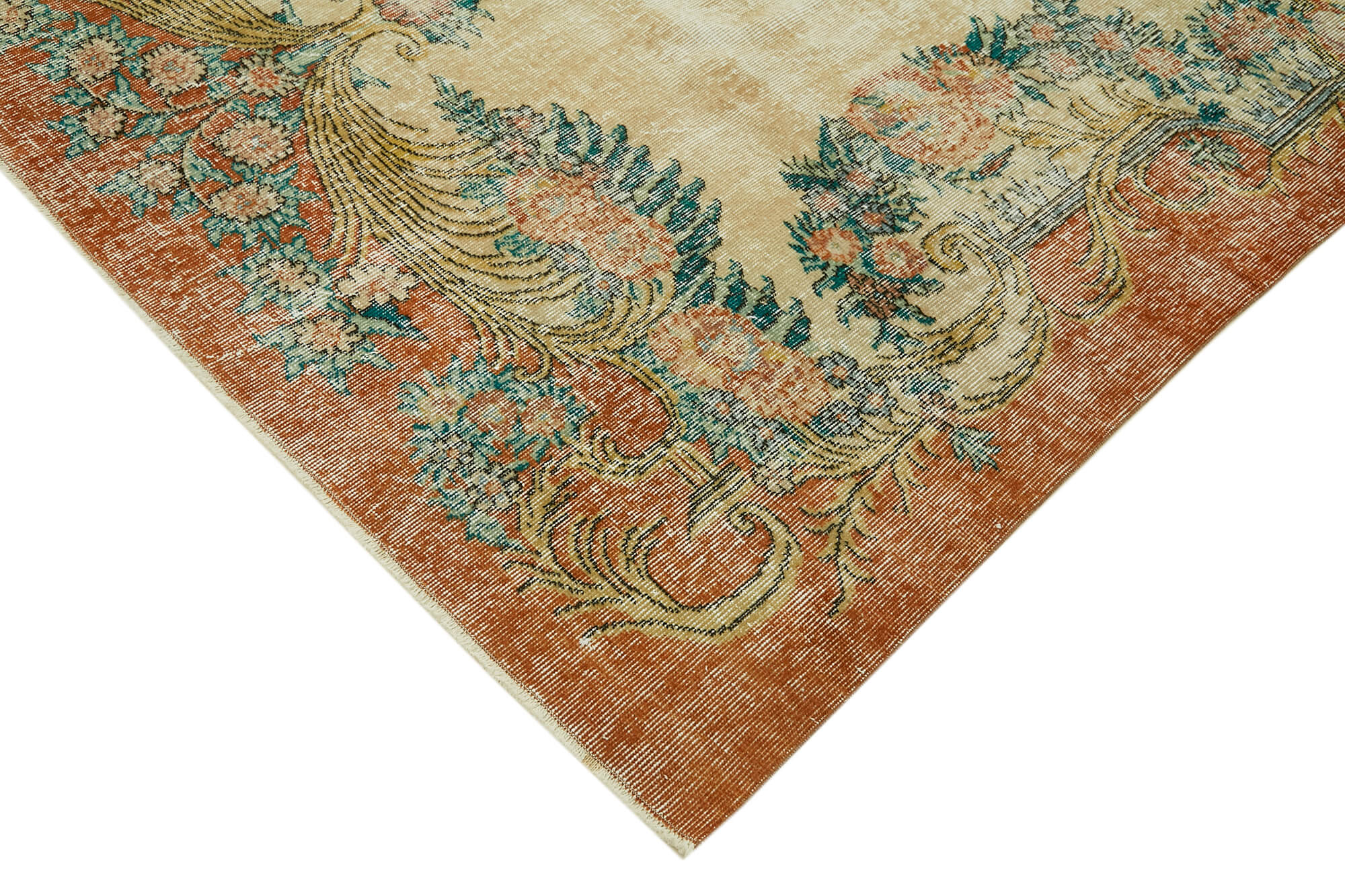 Handmade Wool Rug – Vintage Area Rug | Beige Wool Cotton Carpet 6'11'' x 9'10''