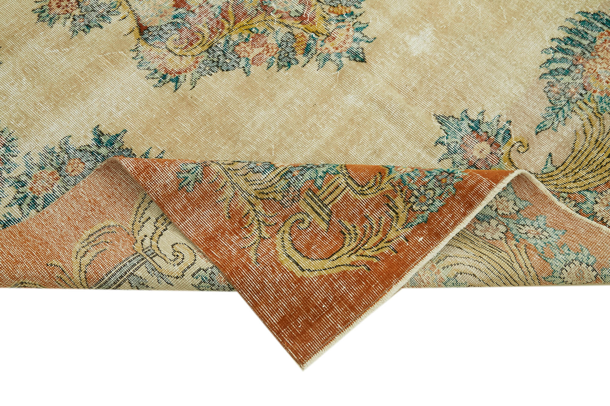 Handmade Wool Rug – Vintage Area Rug | Beige Wool Cotton Carpet 6'11'' x 9'10''