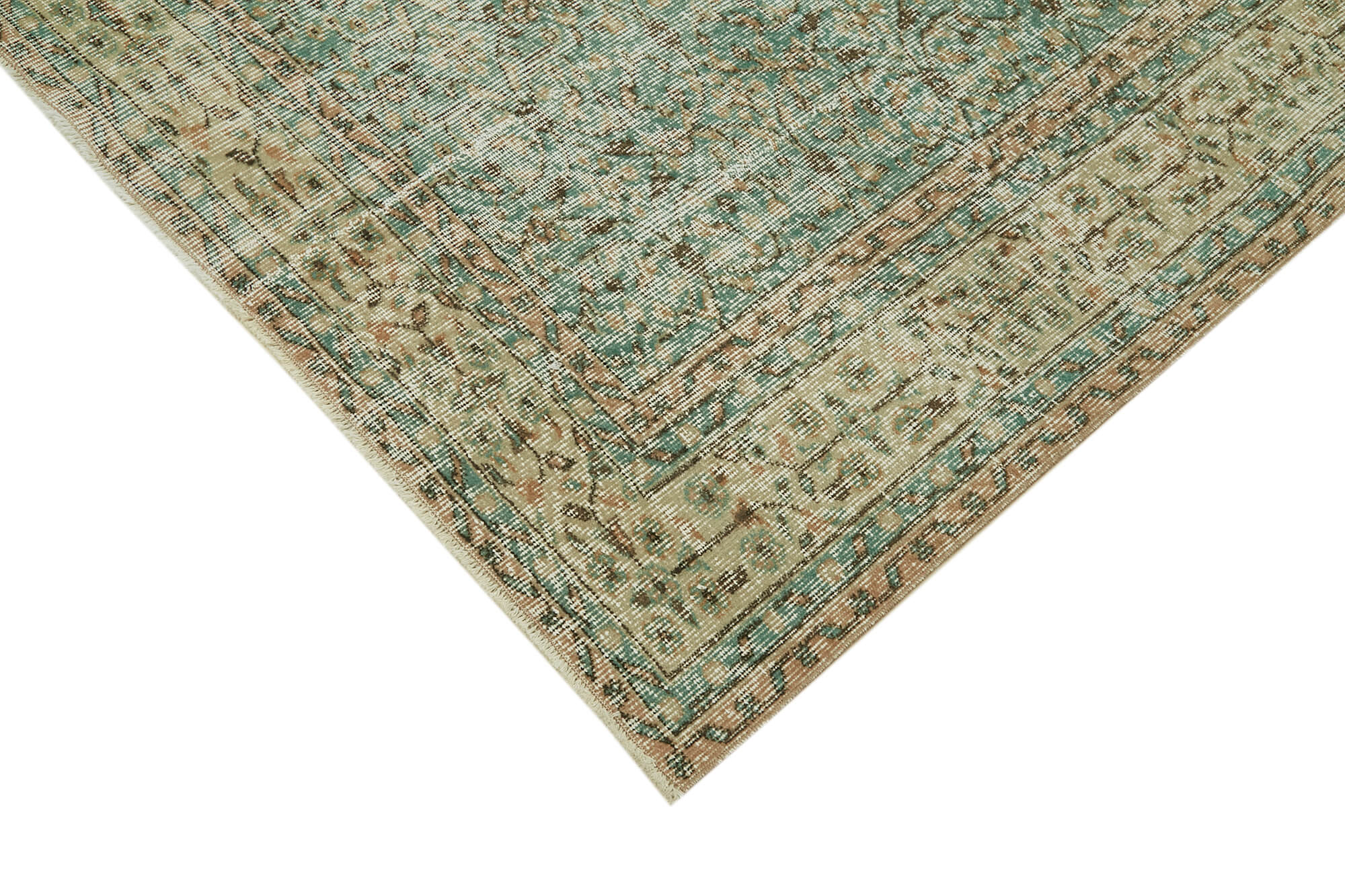 Vintage Wool Cotton Rug - Handmade 6x9 Foot Beige Living Room Area Rug