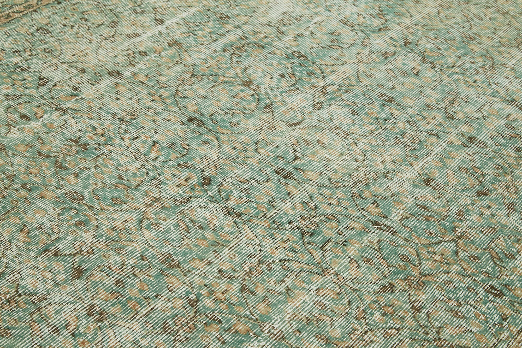 Vintage Wool Cotton Rug - Handmade 6x9 Foot Beige Living Room Area Rug