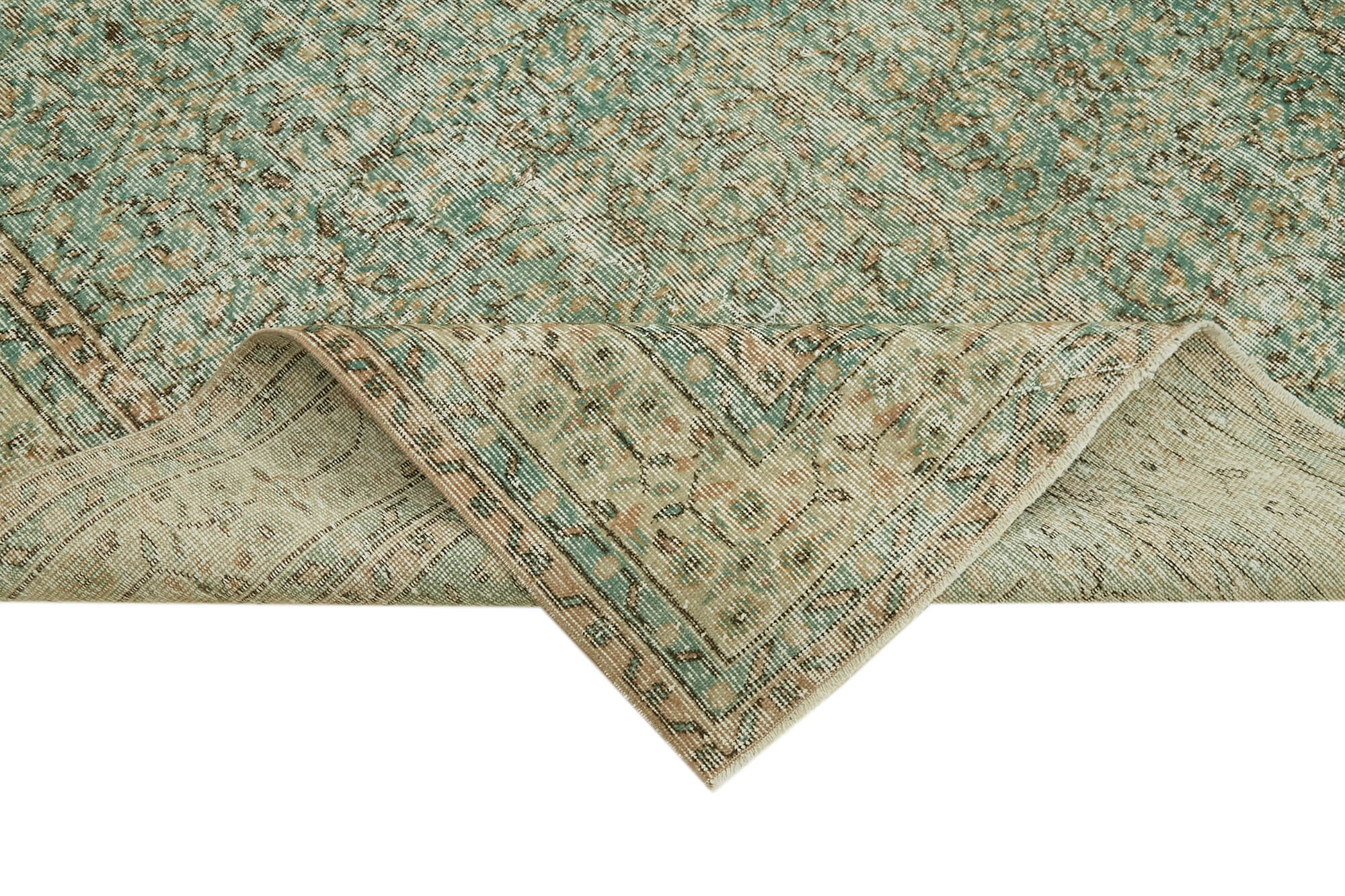 Vintage Wool Cotton Rug - Handmade 6x9 Foot Beige Living Room Area Rug