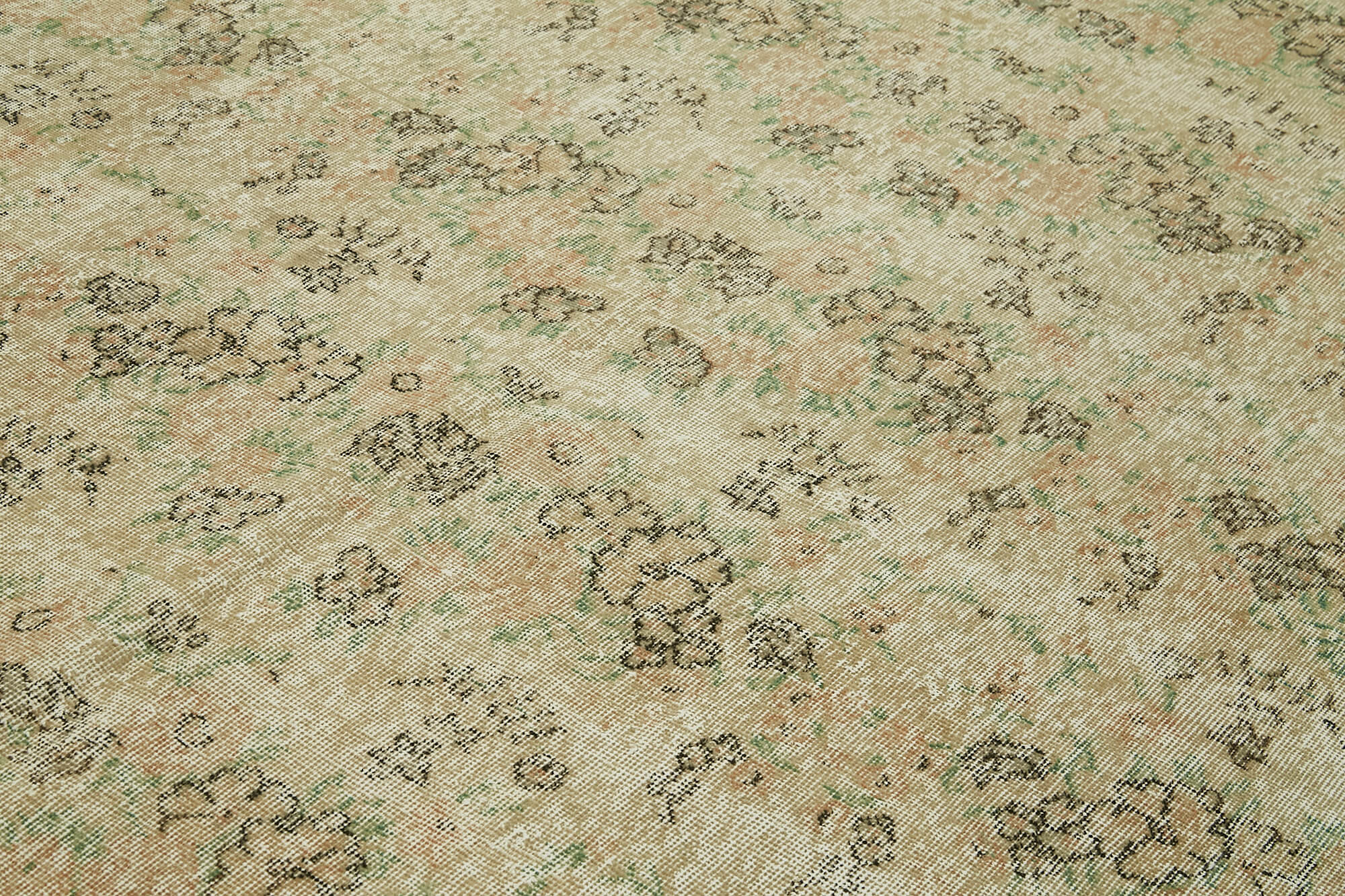 Vintage Wool Cotton Rug – Handmade Area Rug 6'9''x10'4'' | Beige Wool Carpet