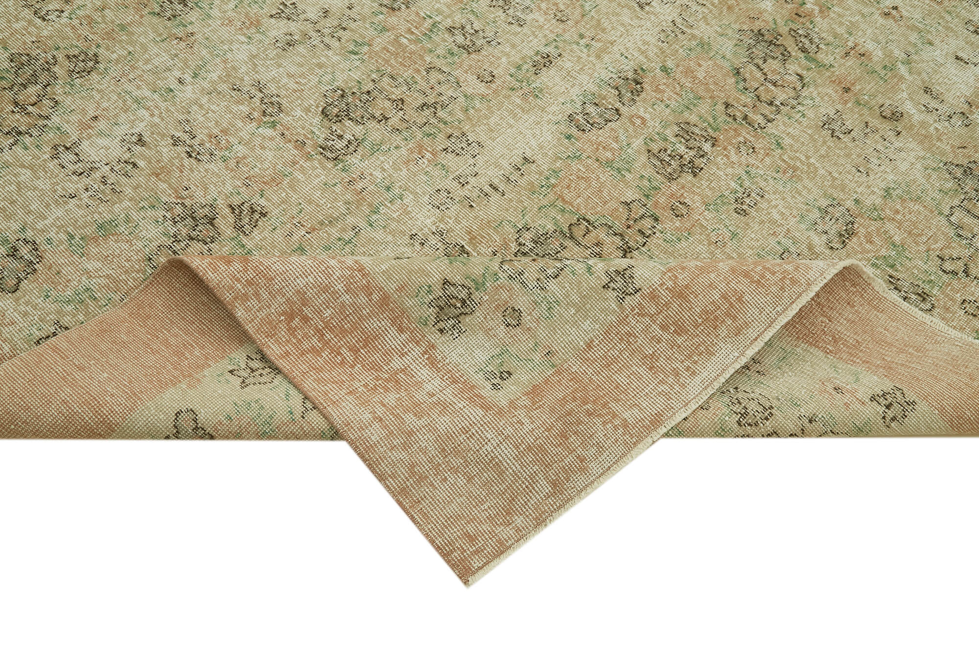 Vintage Wool Cotton Rug – Handmade Area Rug 6'9''x10'4'' | Beige Wool Carpet